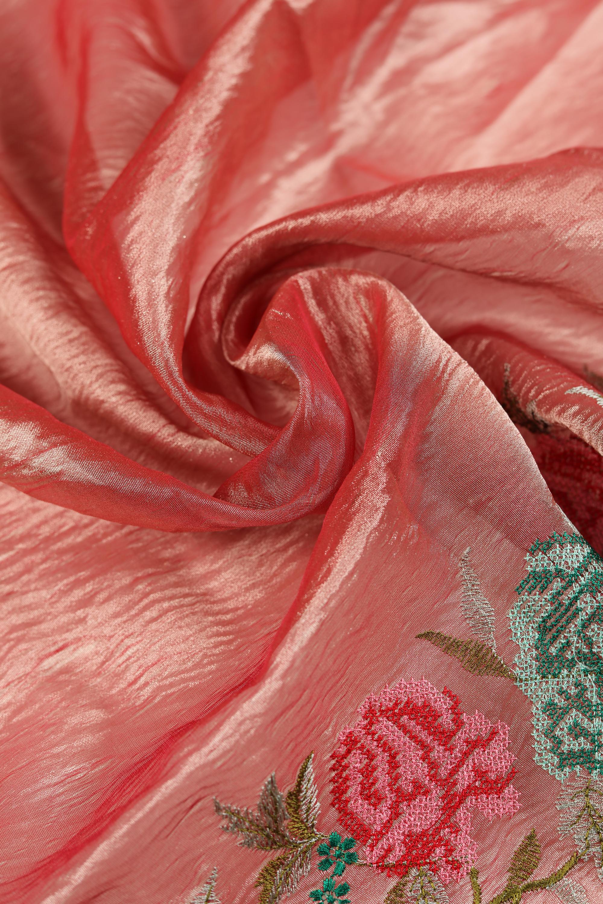 semi-silk Set with tissue dupatta-2