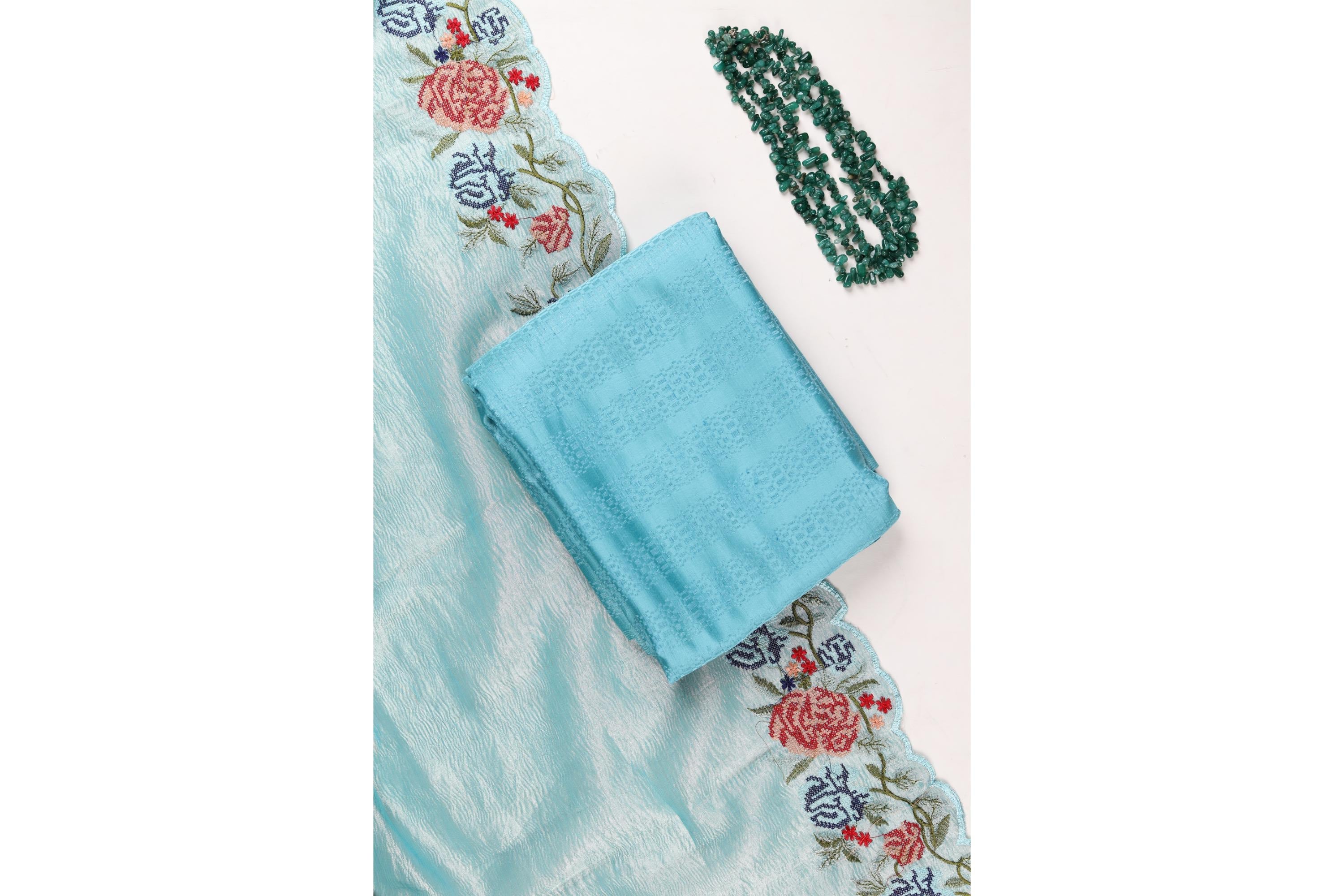 semi-silk Set with tissue dupatta-3
