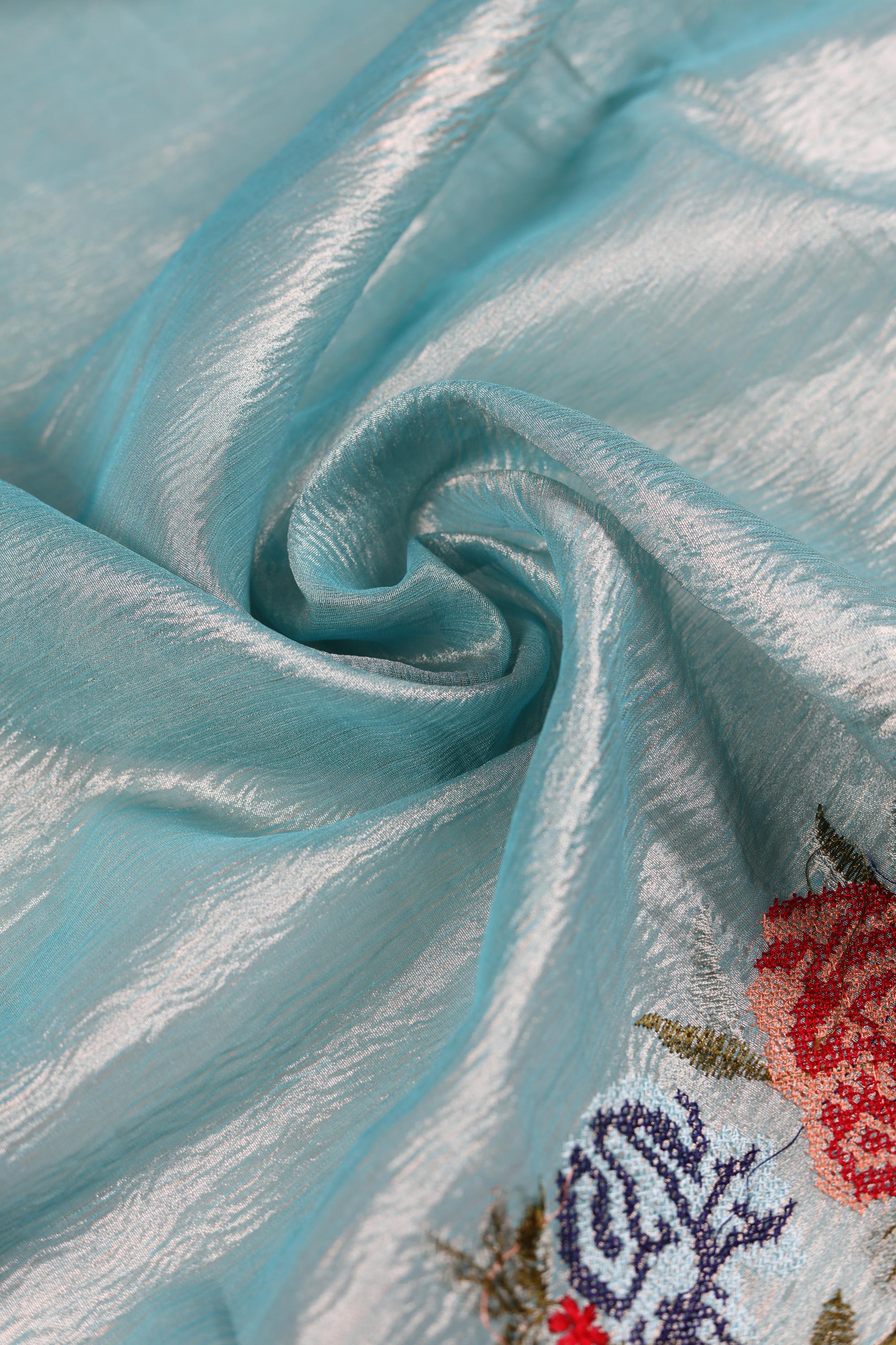 semi-silk Set with tissue dupatta-3