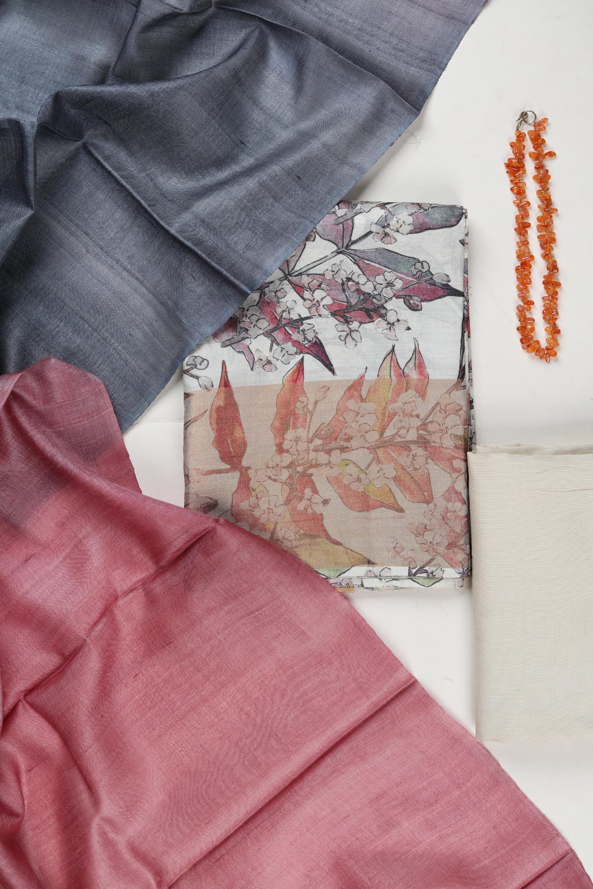 Tusser Printed Dupatta Set-229