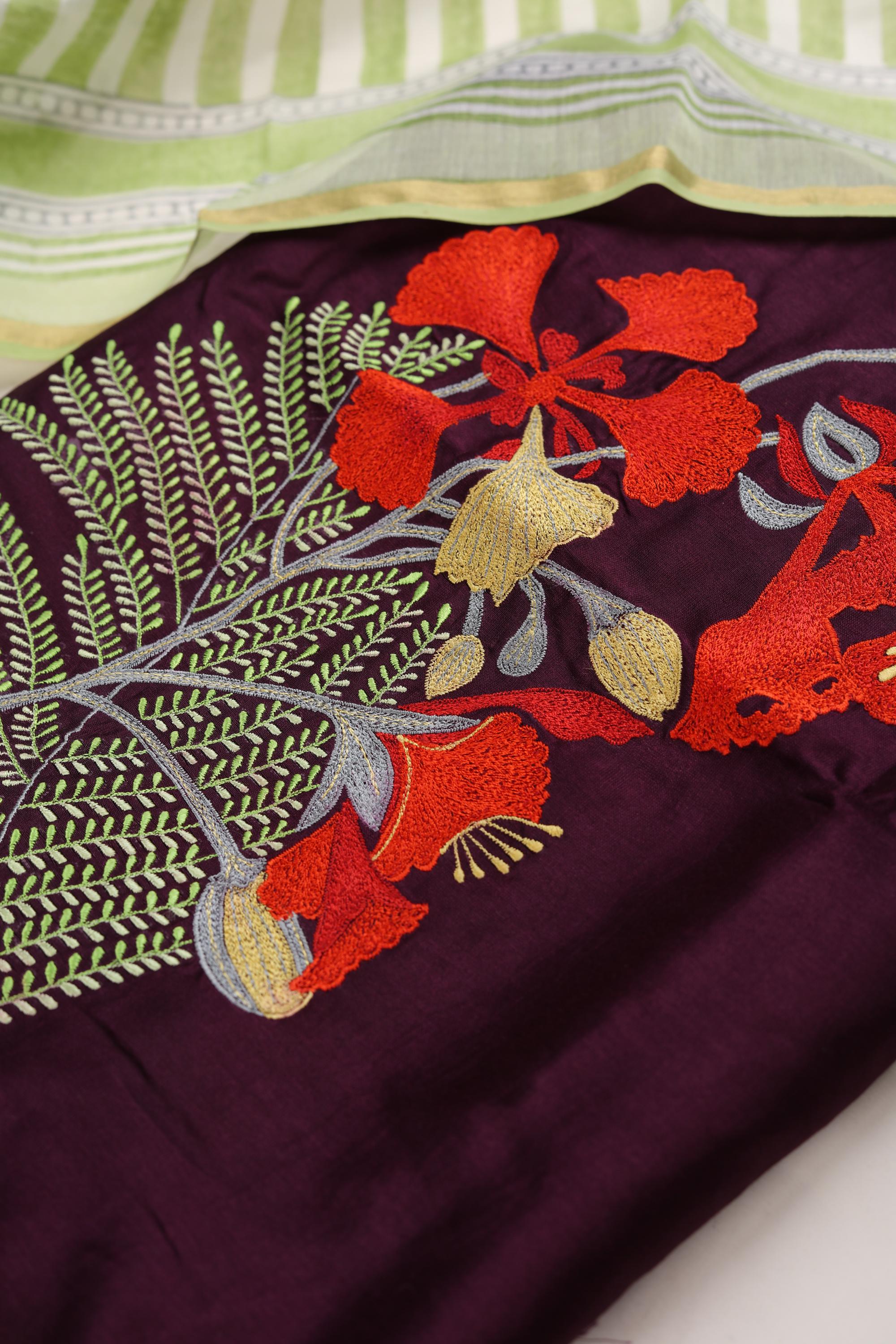 CHANDERI EMBROIDERED SET WITH PRINTED CHANDERI DUPATTA-11