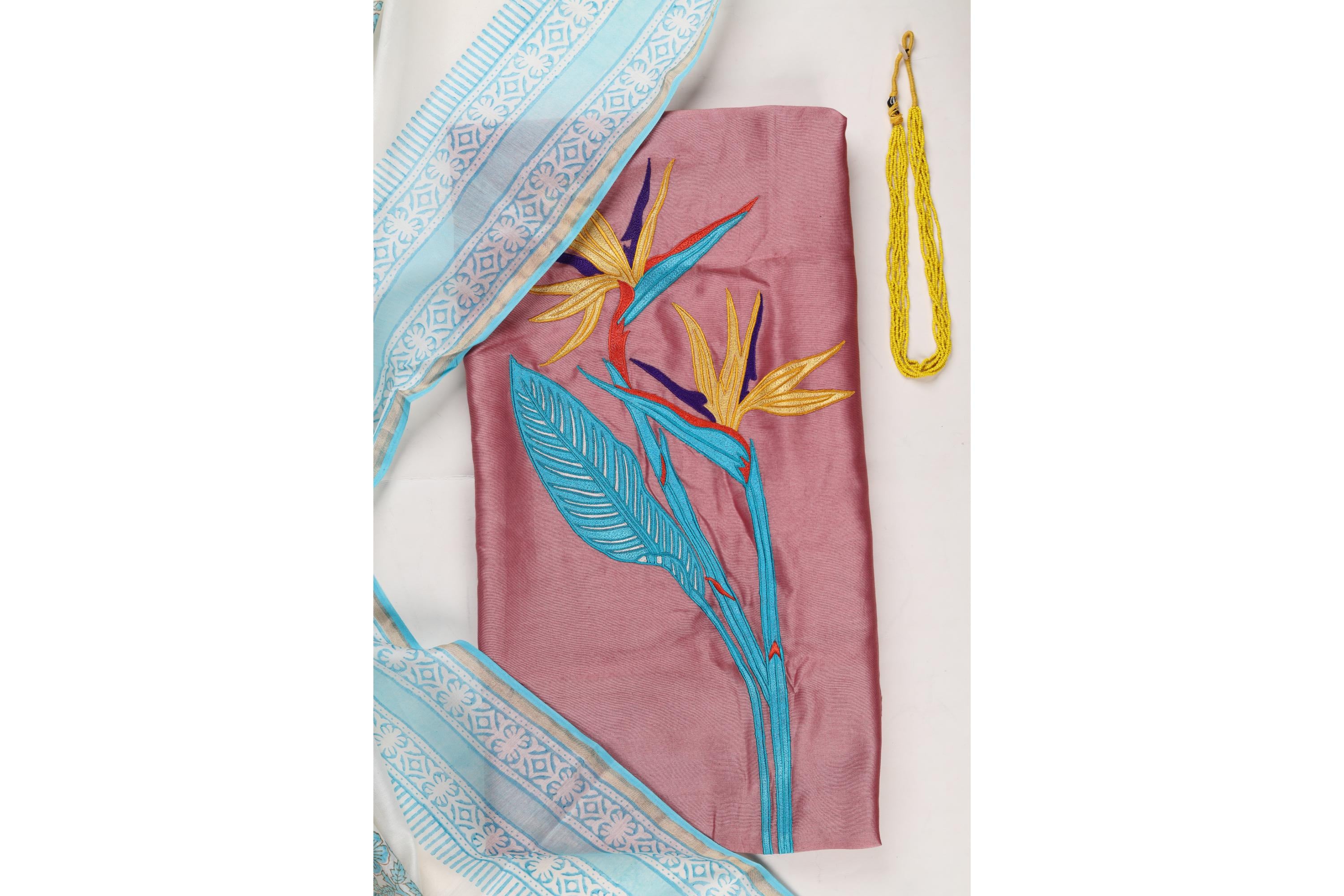 CHANDERI EMBROIDERED SET WITH PRINTED CHANDERI DUPATTA-10