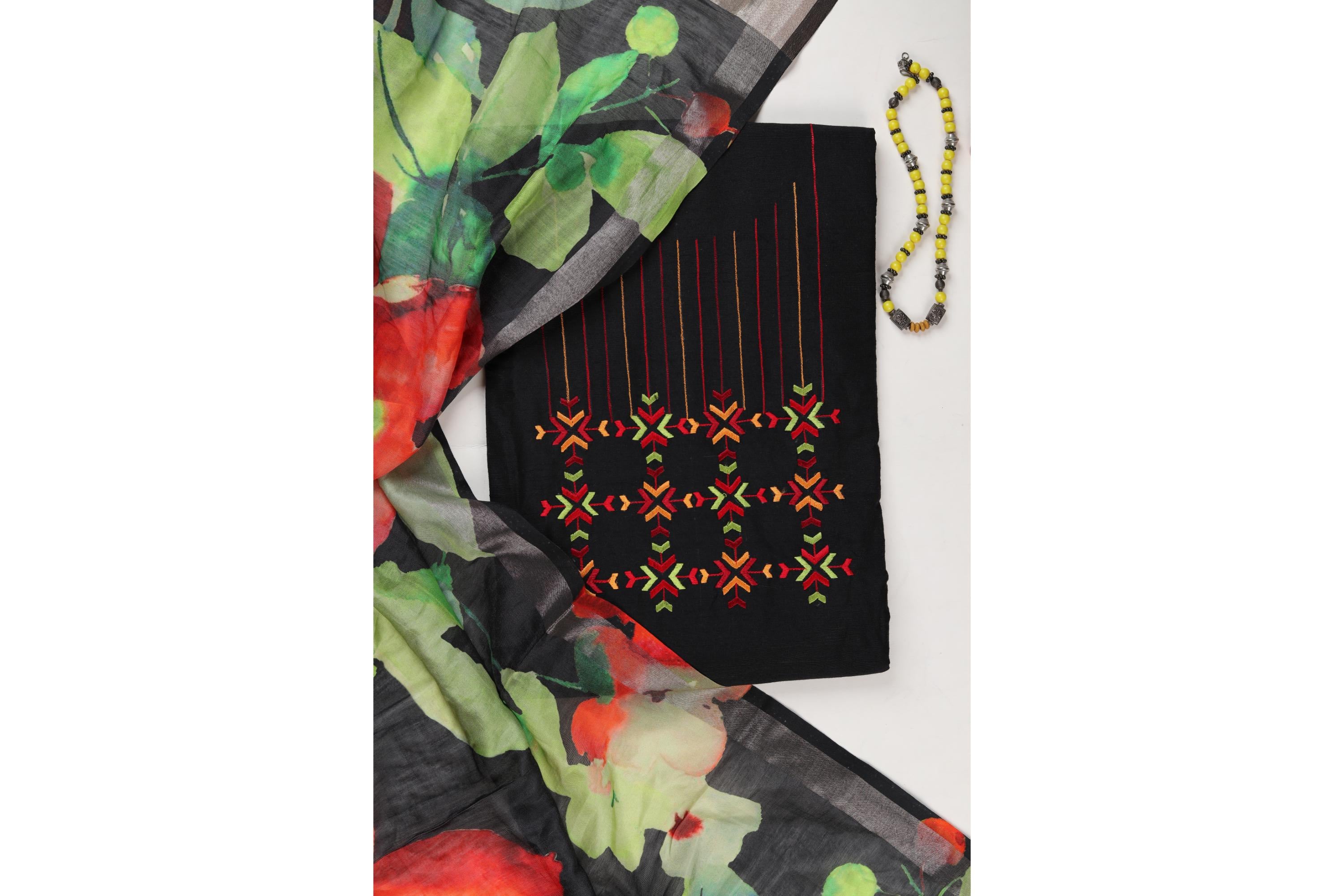 CHANDERI EMBROIDERED SET WITH PRINTED CHANDERI DUPATTA-6