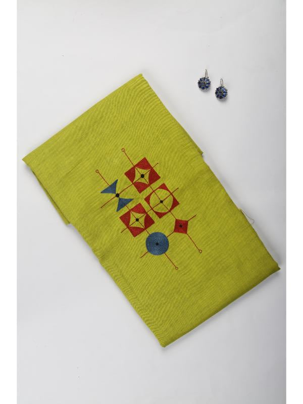 EMBROIDERED KURTA FABRIC GREEN