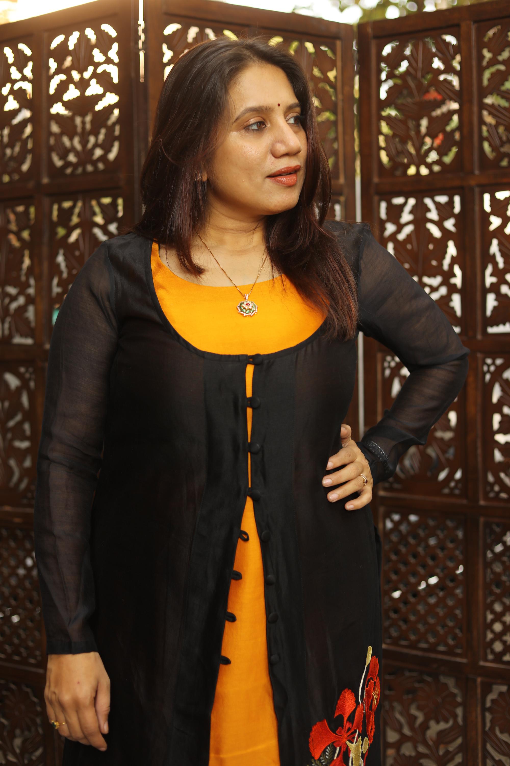 Embroidered Chanderi Jacket set