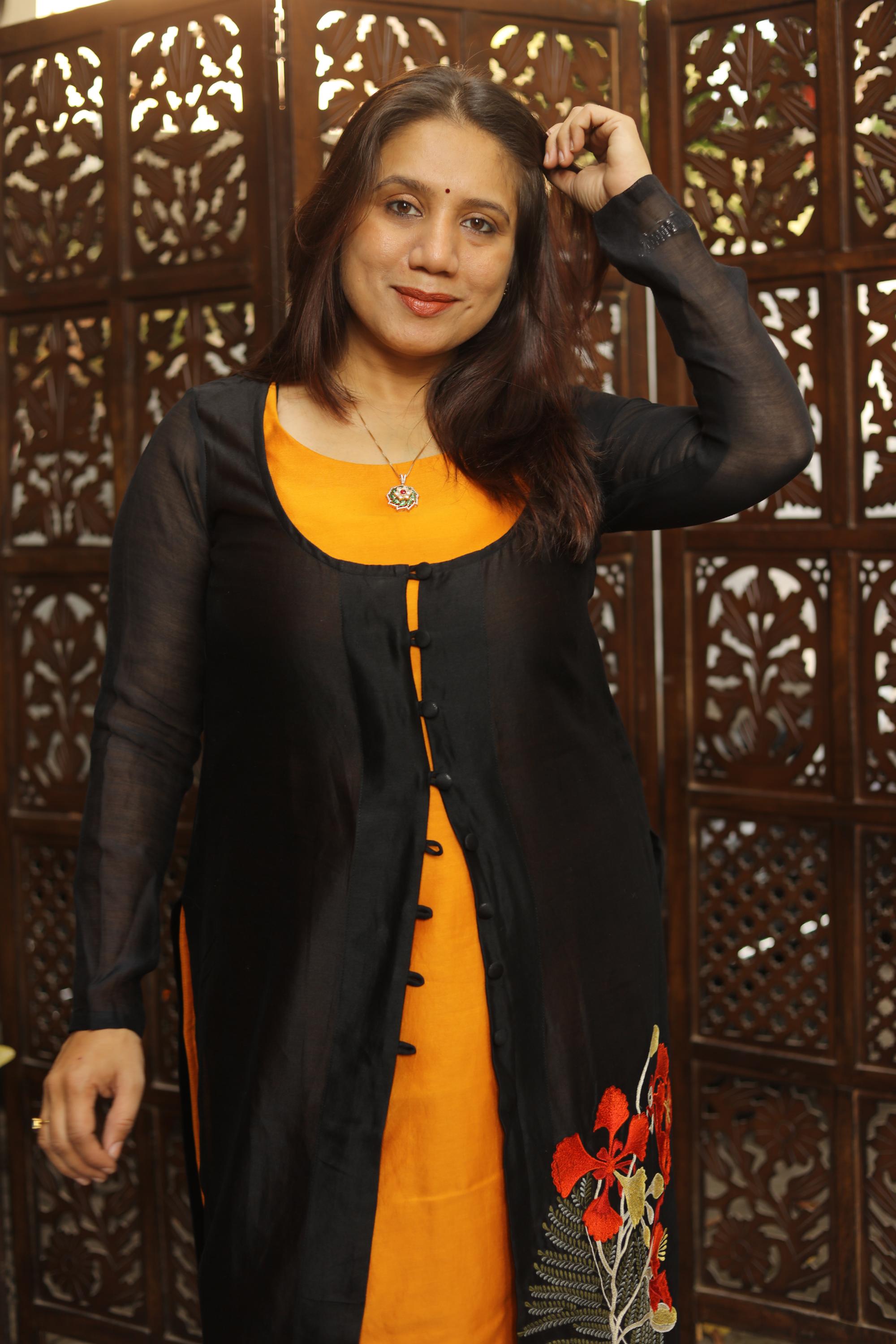 Embroidered Chanderi Jacket set