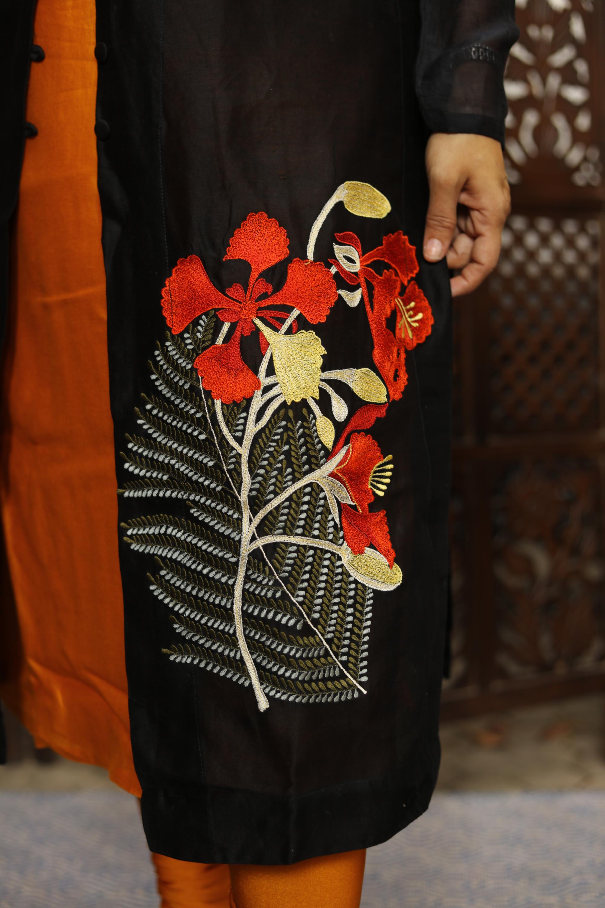 Embroidered Chanderi Jacket set