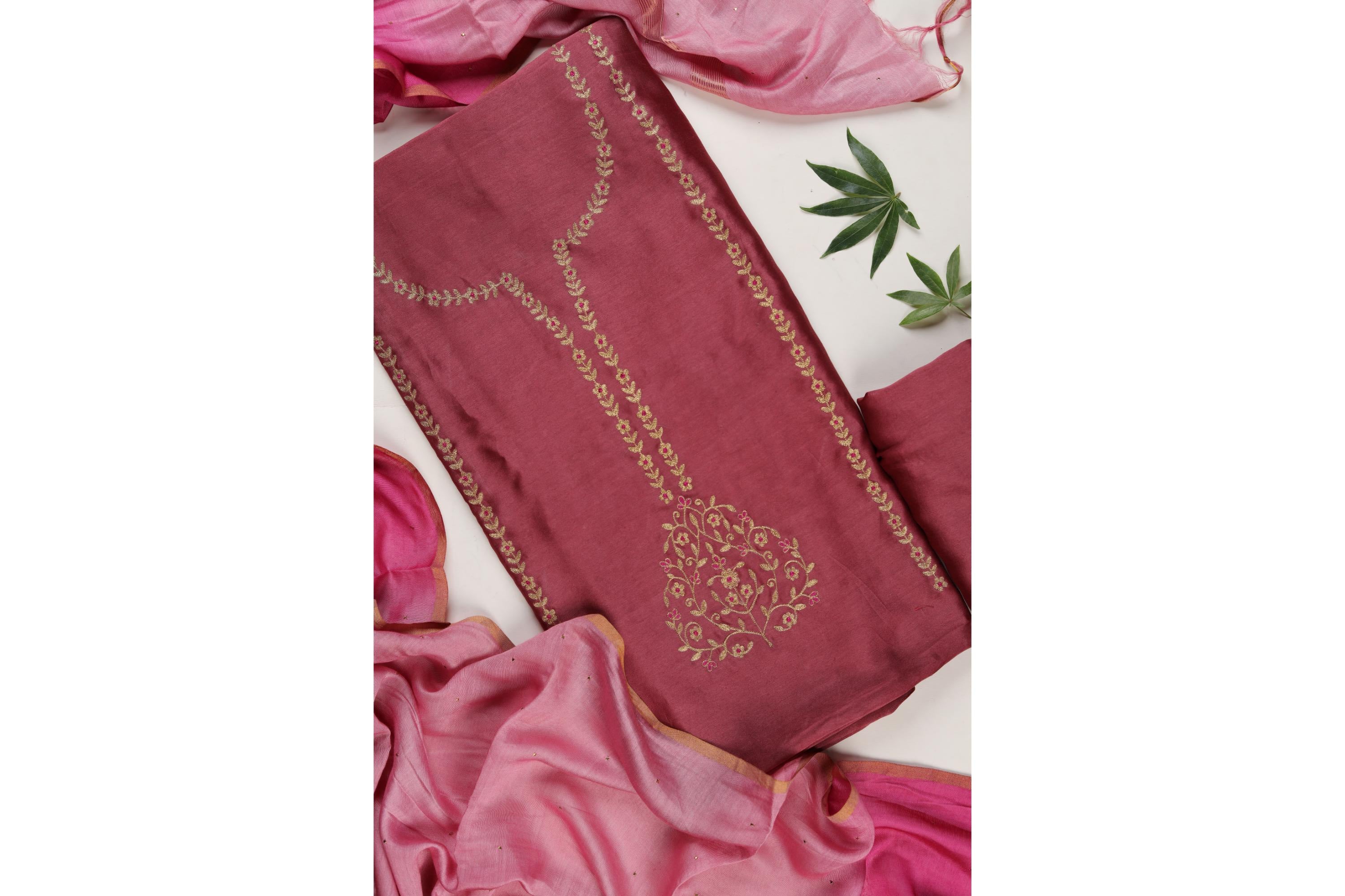 Chanderi With with Badla Work Dupatta Set-1
