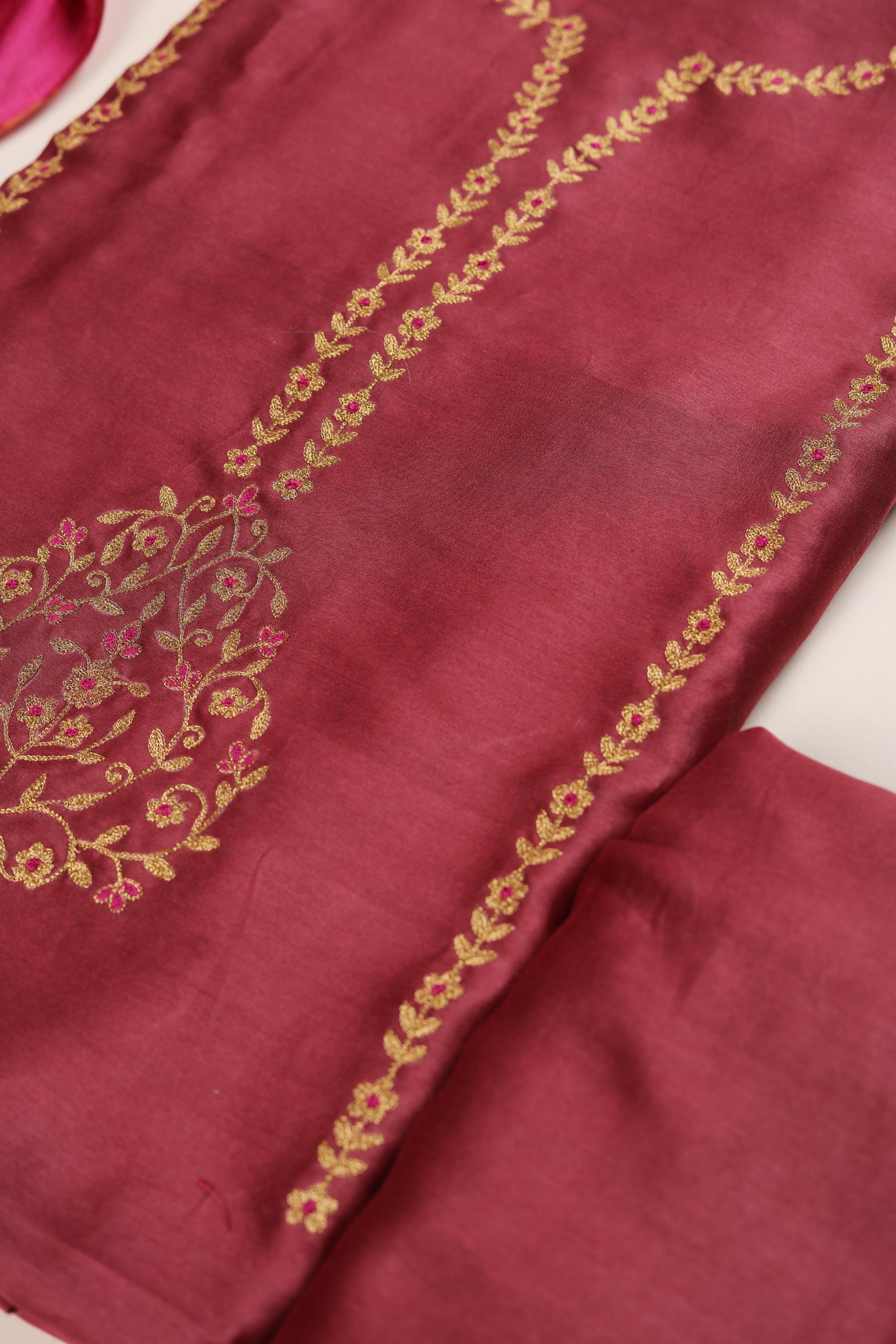 Chanderi With with Badla Work Dupatta Set-1
