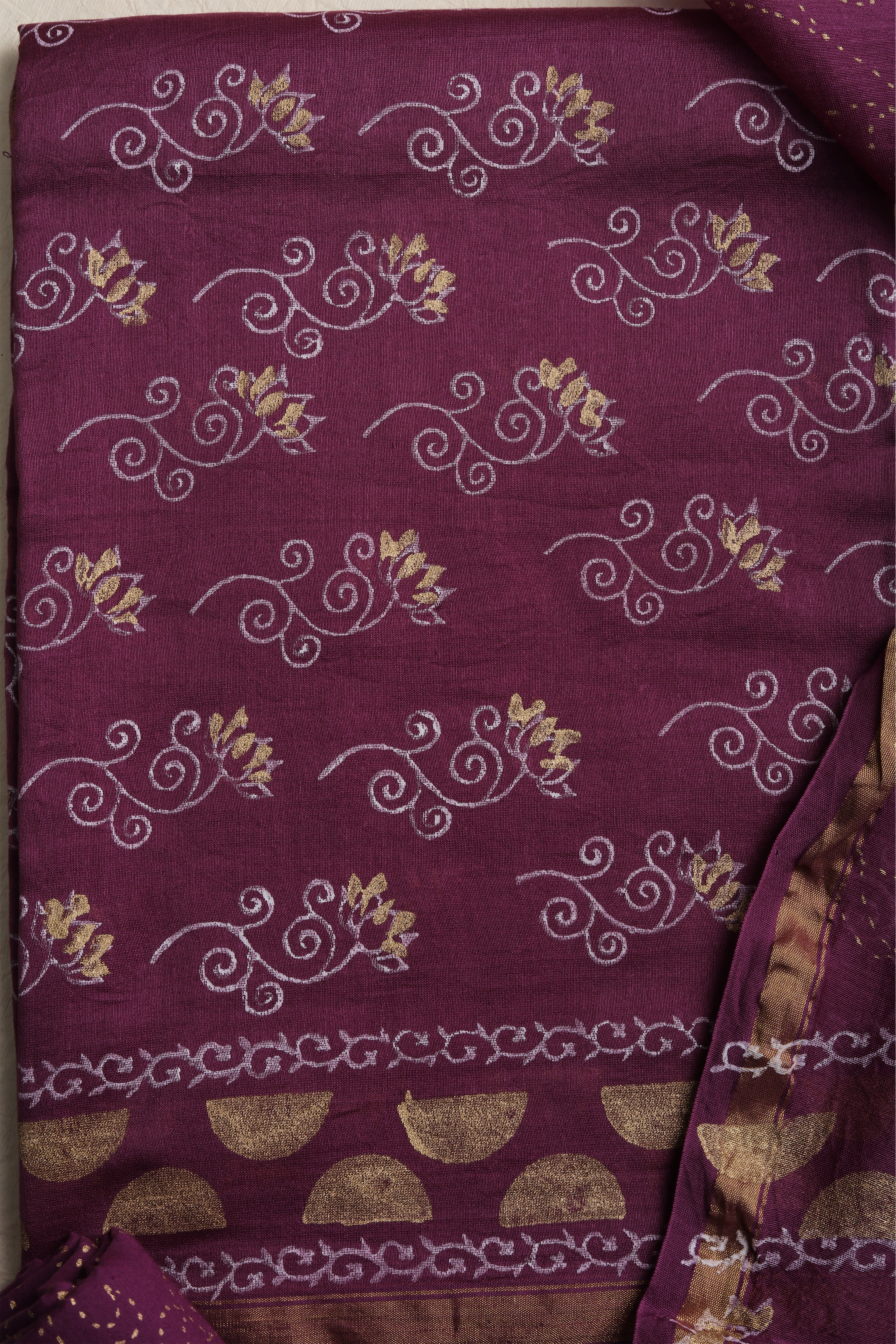 Chanderi Printed - 11UNSO3 - Embroidered Fabric Set Of 3