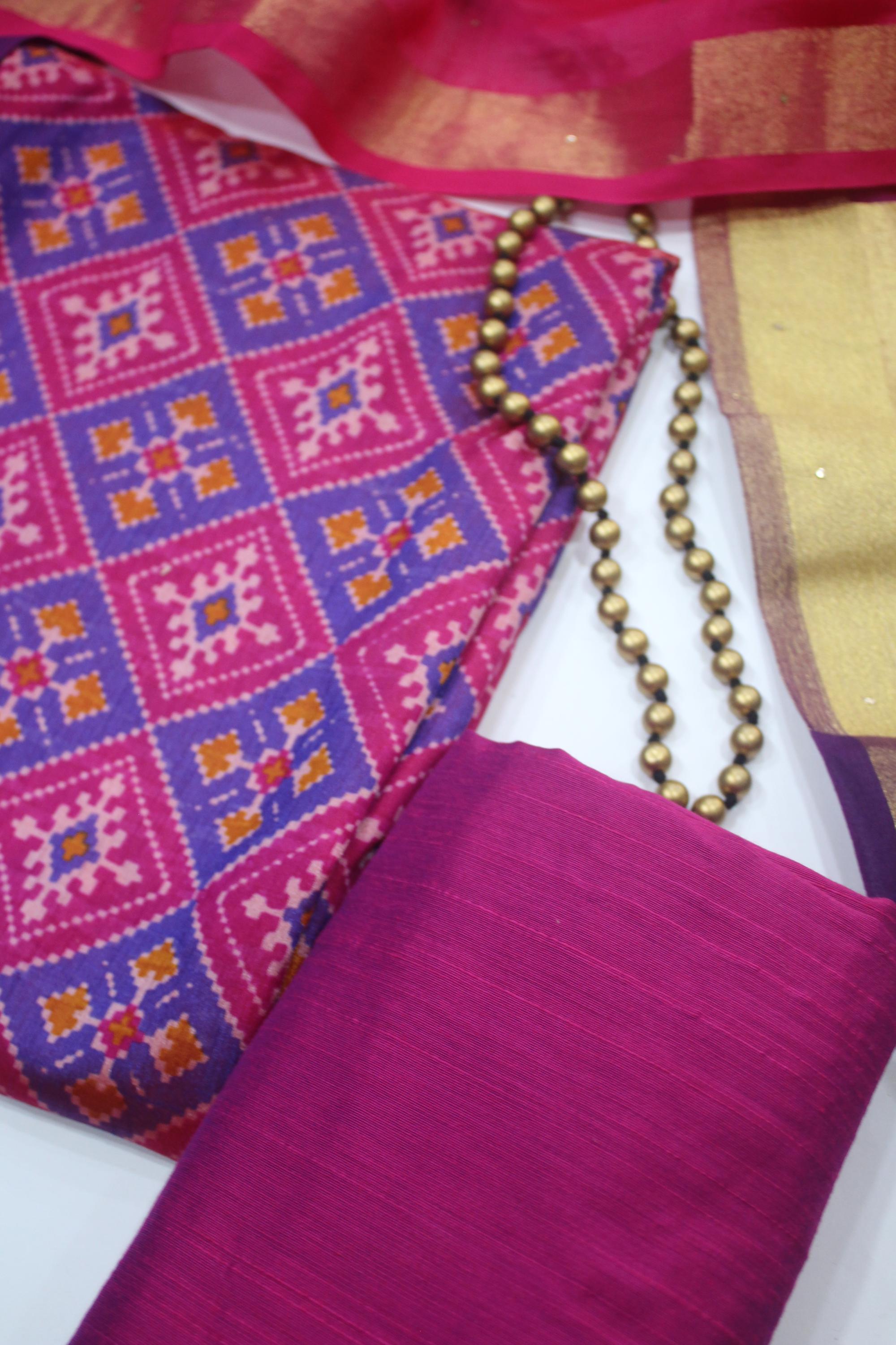 Ikkat 3 Piece Unstitched Set -120