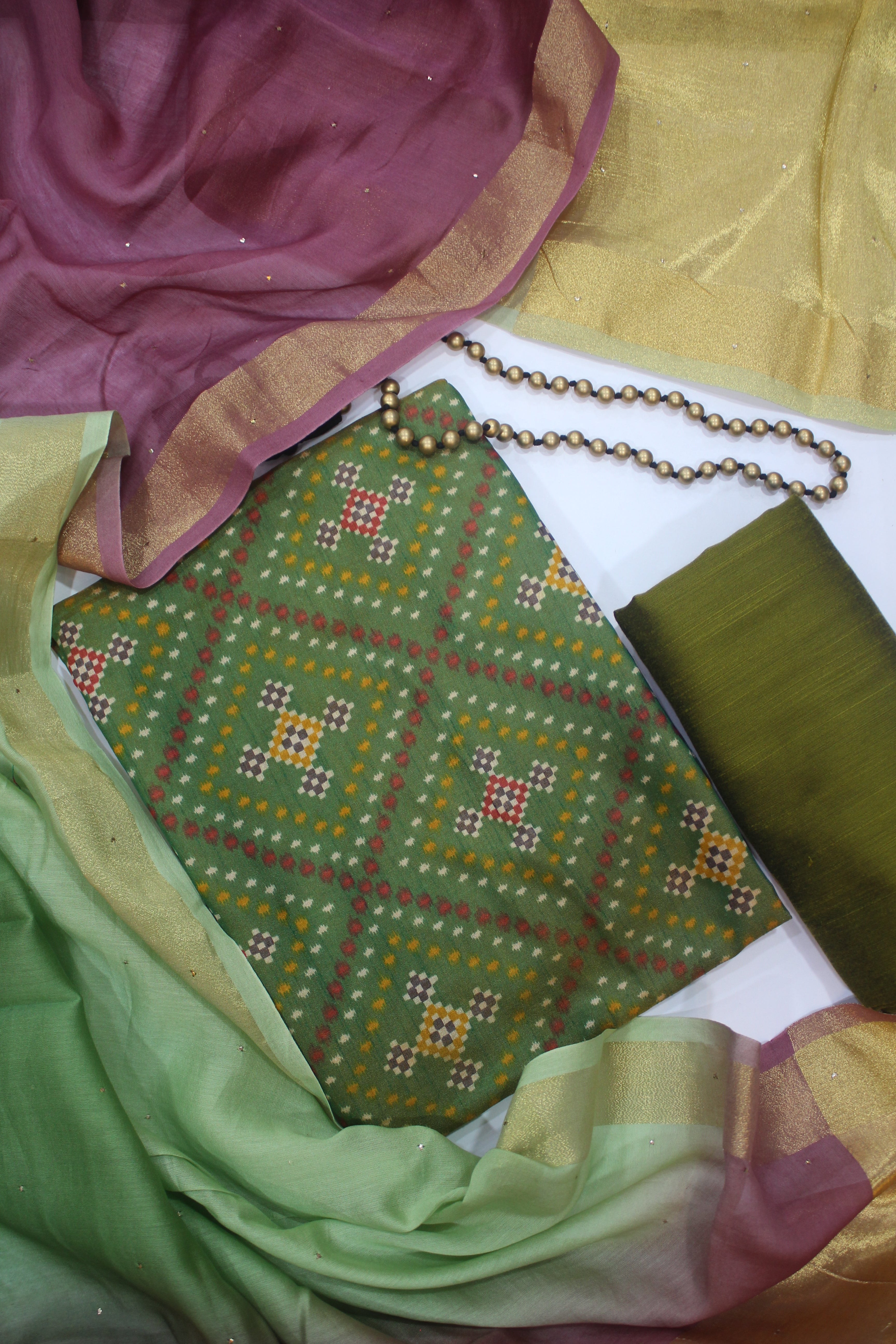 Ikkat 3 Piece Unstitched Set -123