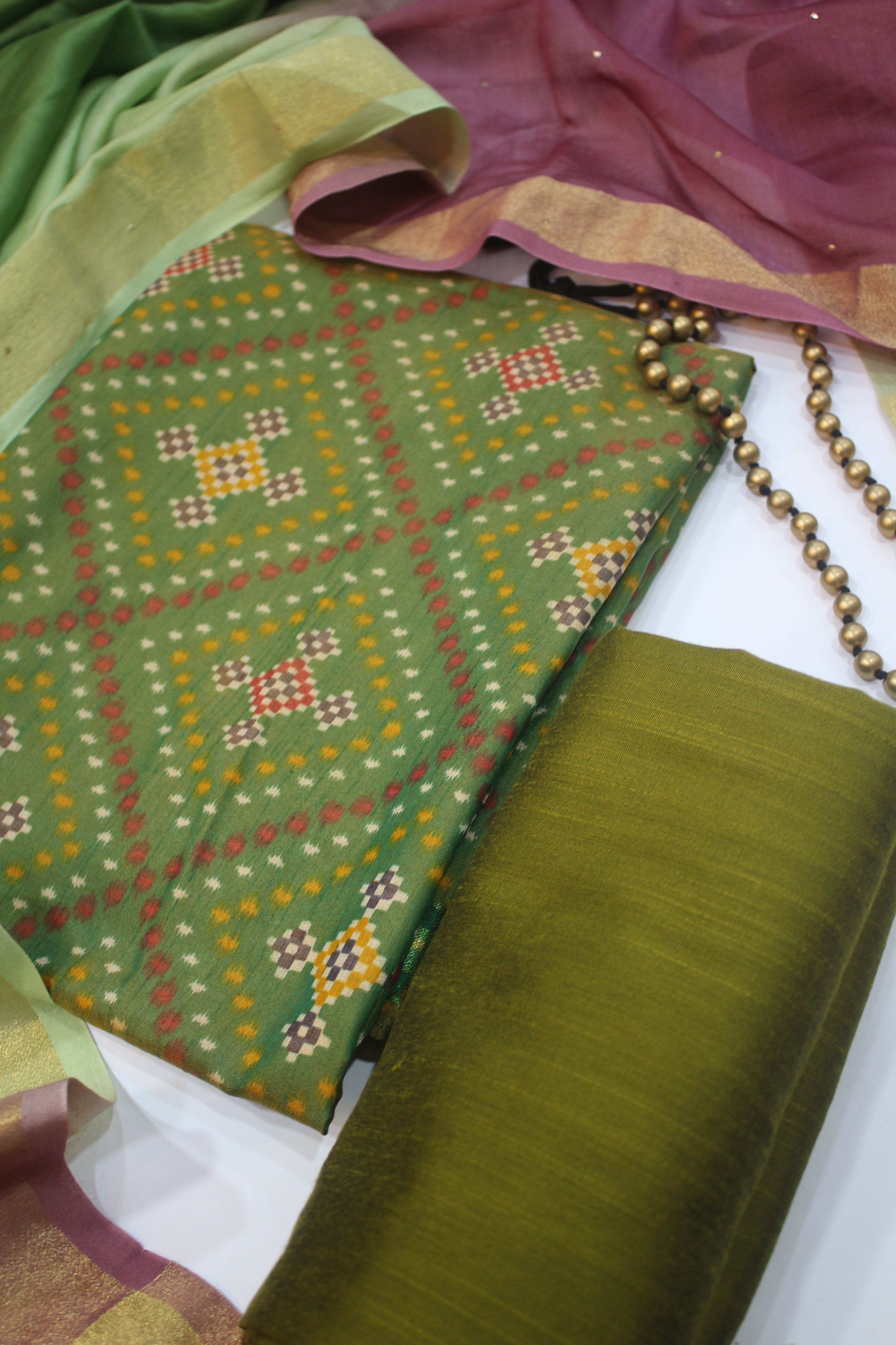 Ikkat 3 Piece Unstitched Set -123
