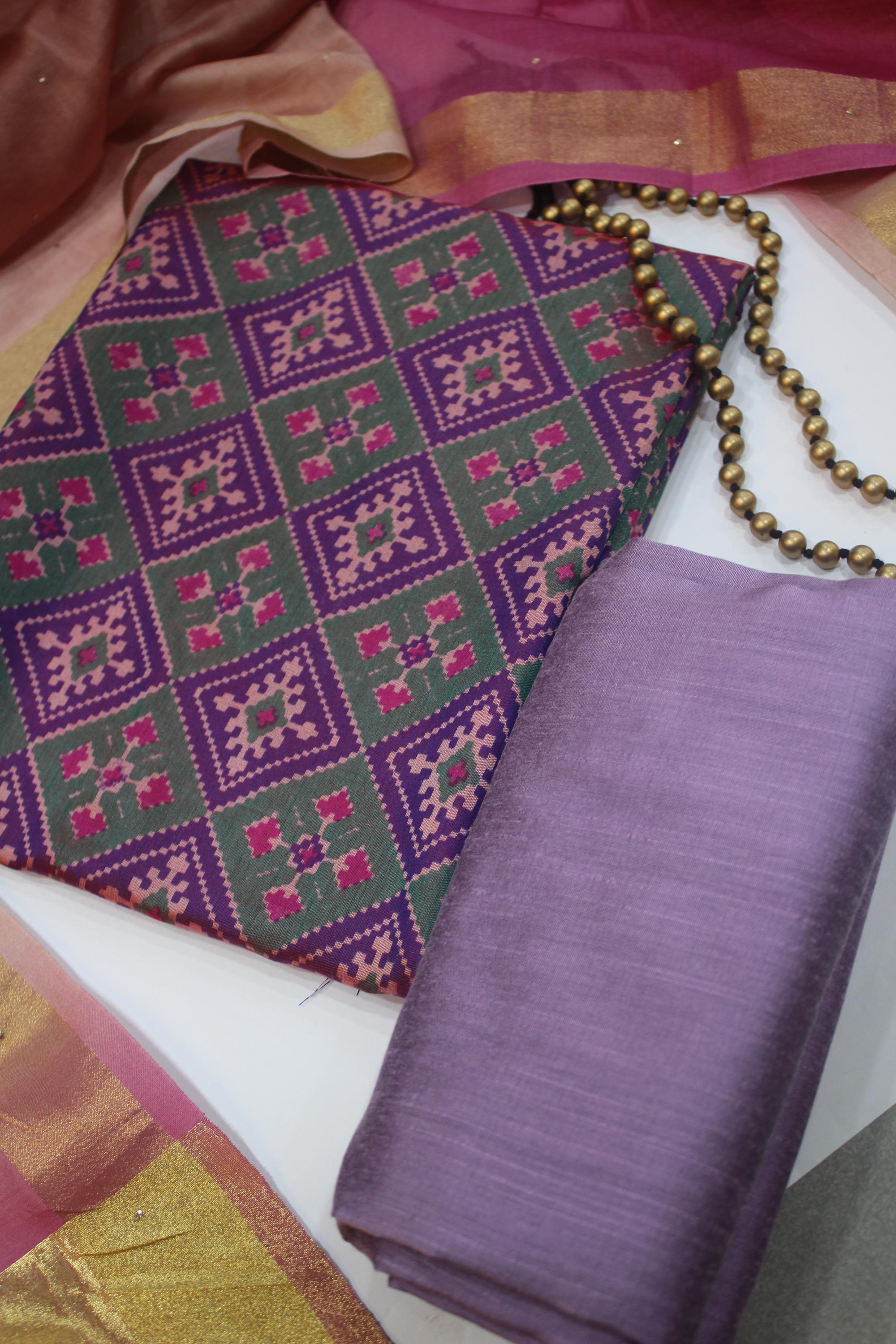 Ikkat 3 Piece Unstitched Set -124