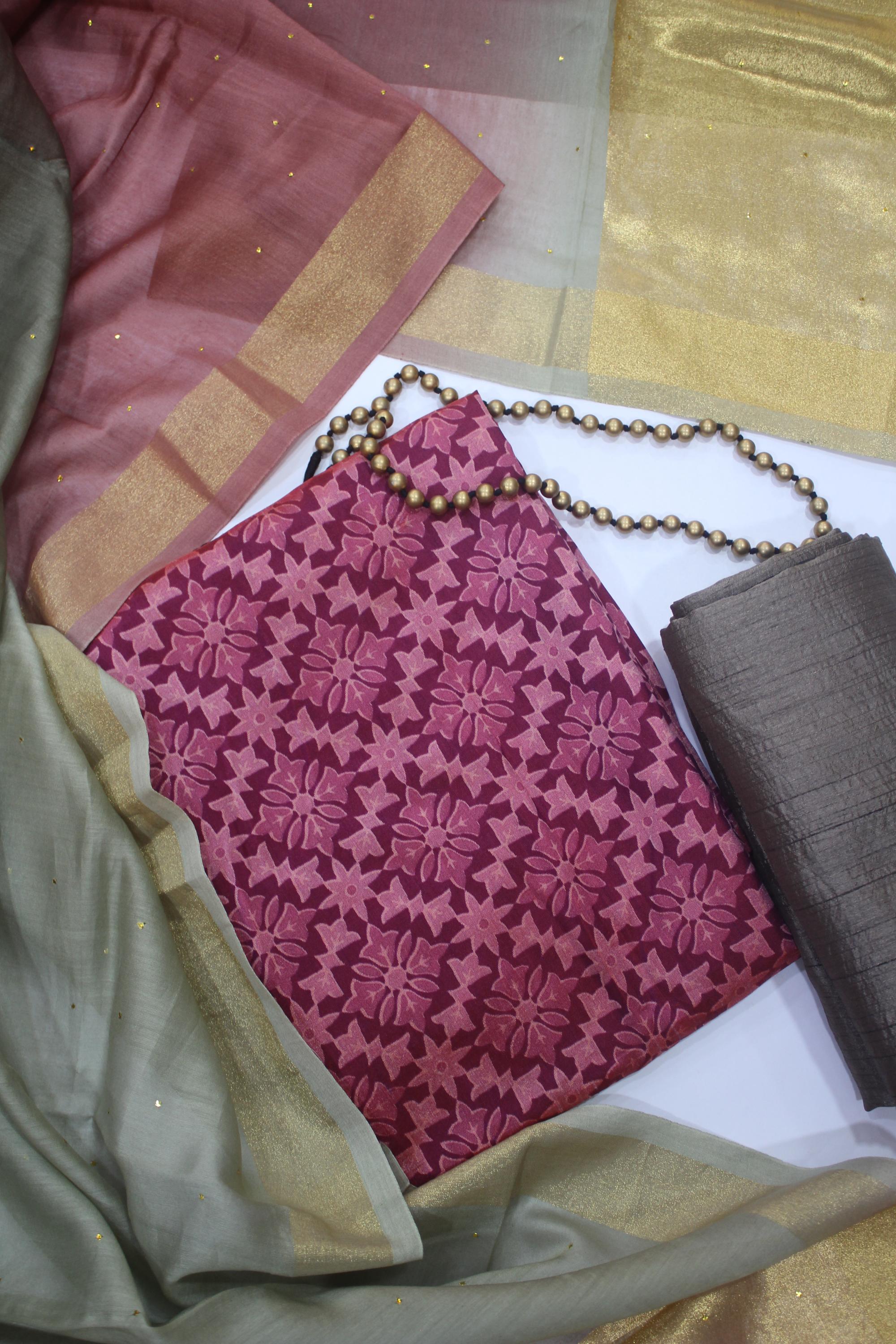 Ikkat 3 Piece Unstitched Set -125