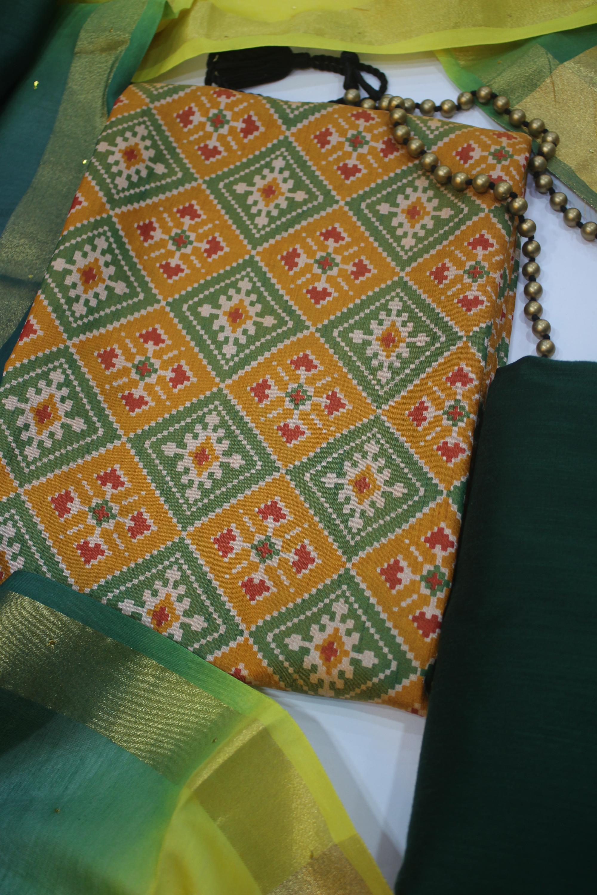 Ikkat 3 Piece Unstitched Set -127