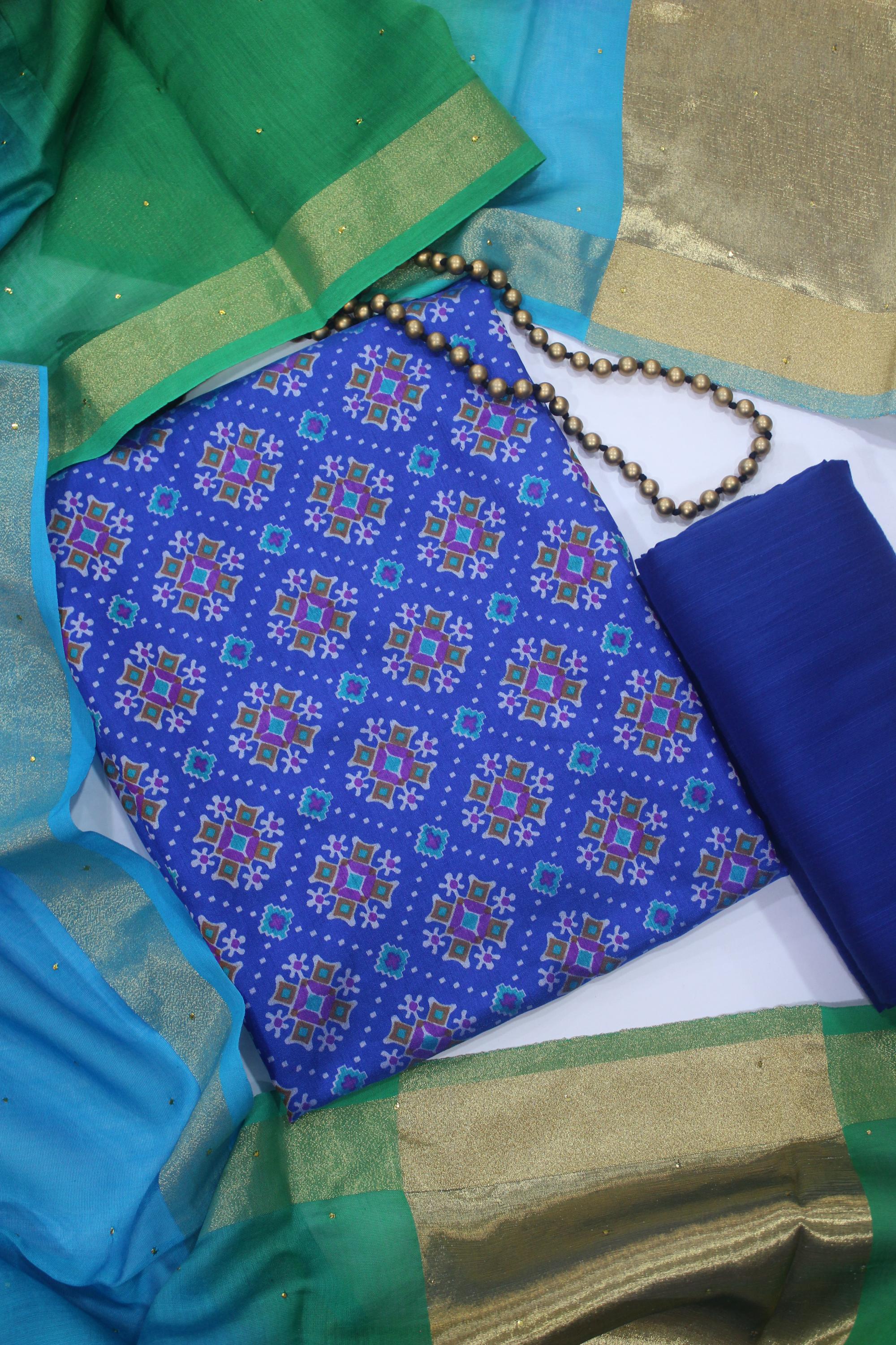 Ikkat 3 Piece Unstitched Set -128