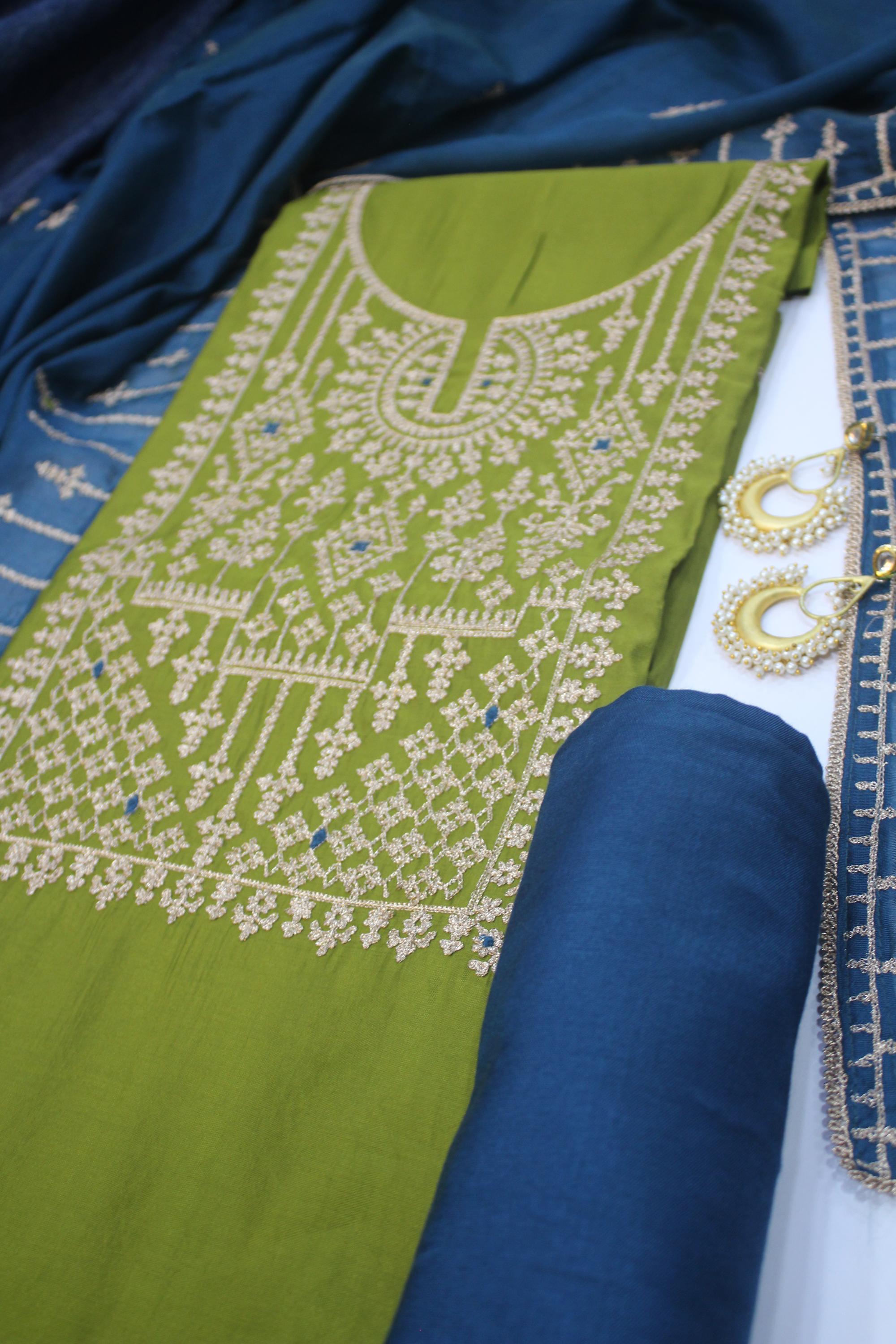 Semi Silk 3 Piece Unstitched Set -131