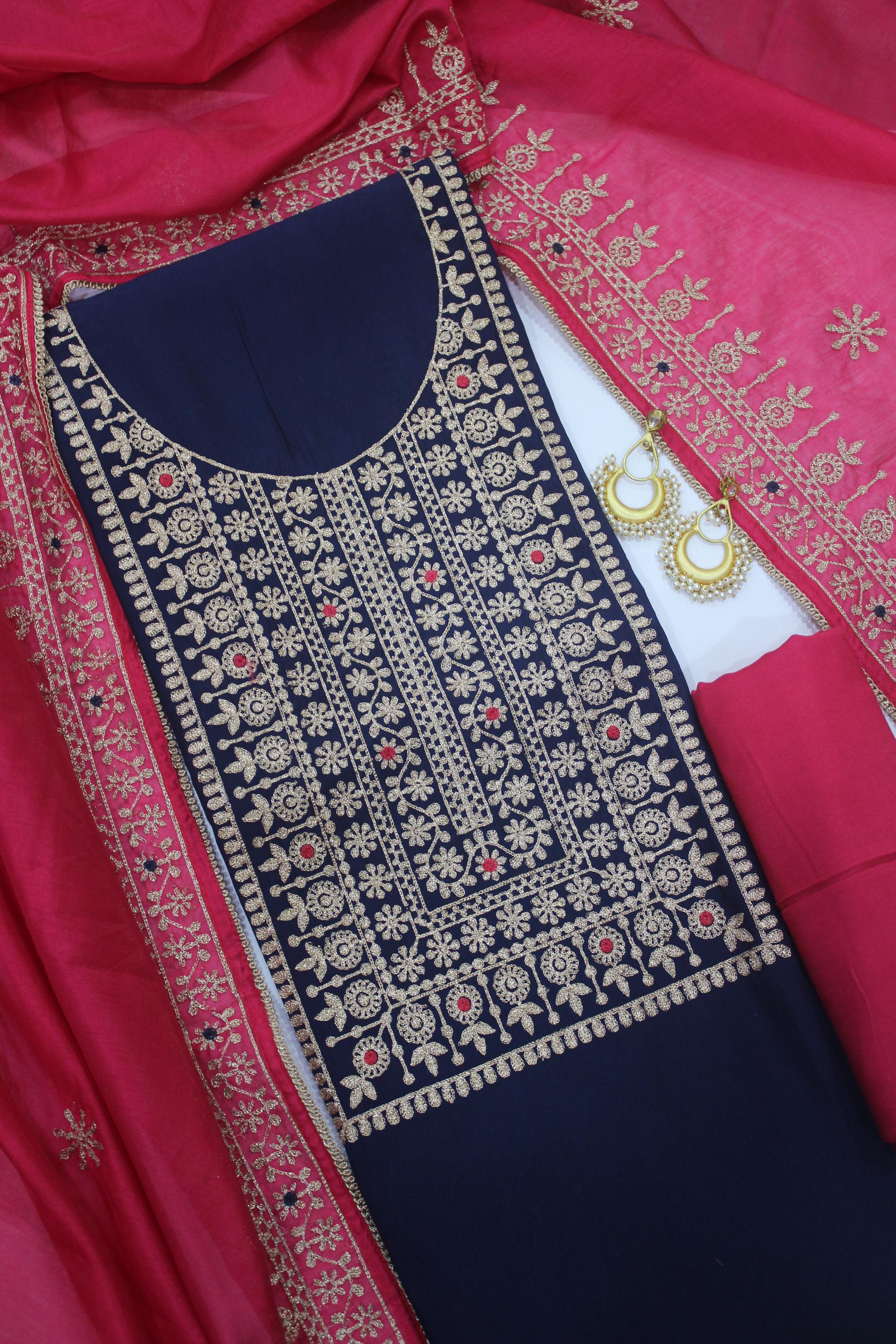 Semi Silk 3 Piece Unstitched Set -132