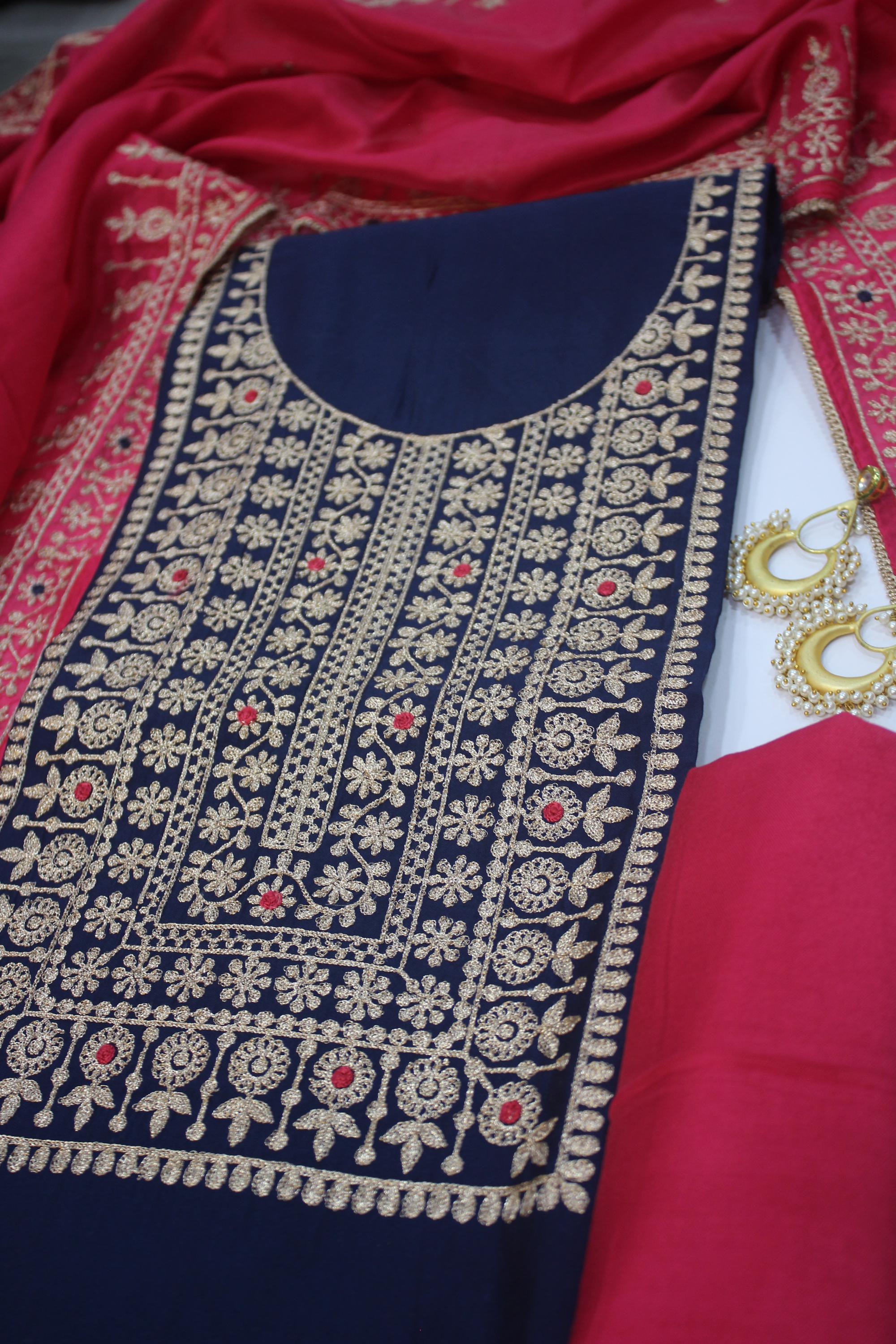 Semi Silk 3 Piece Unstitched Set -132