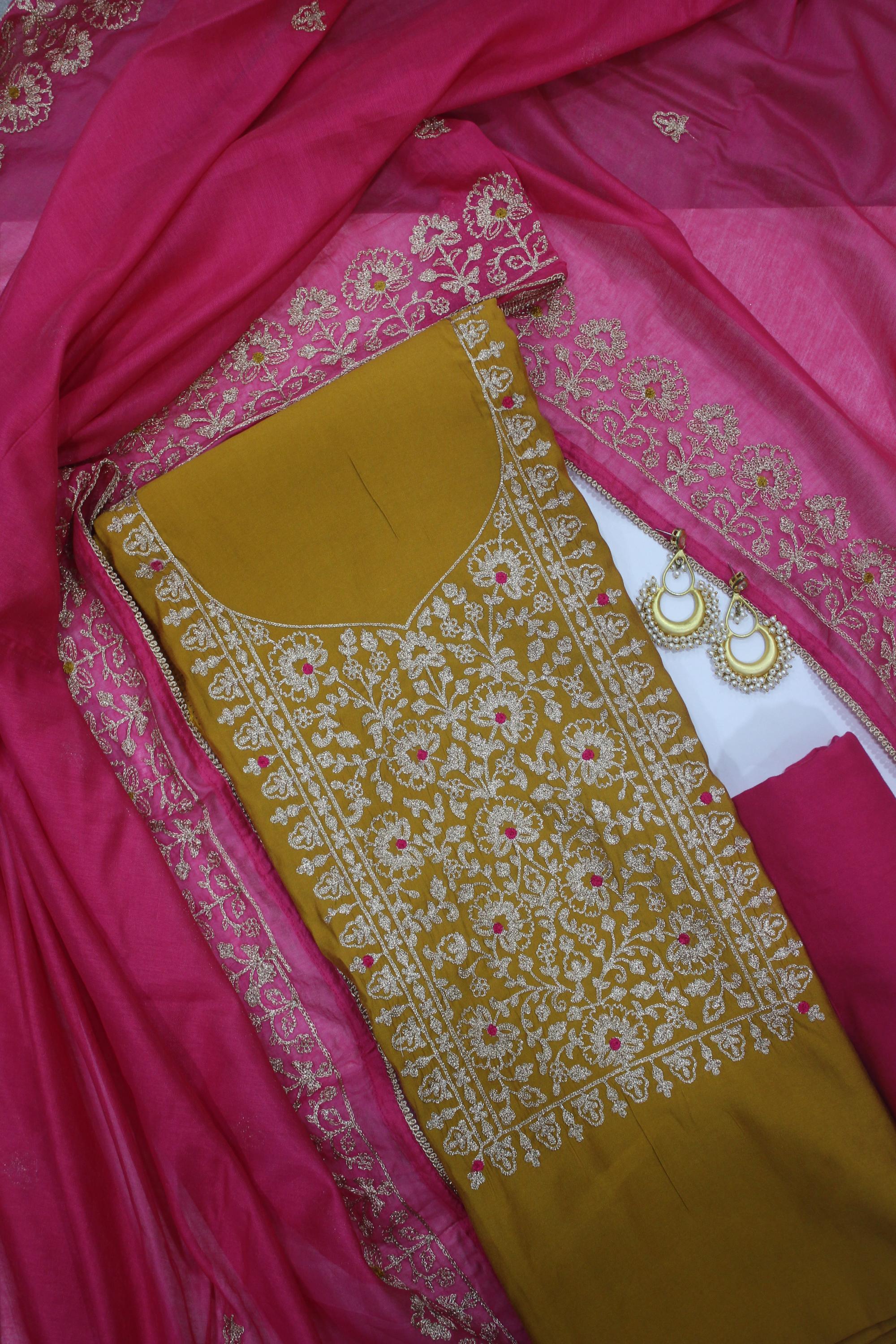 Semi Silk 3 Piece Unstitched Set -133