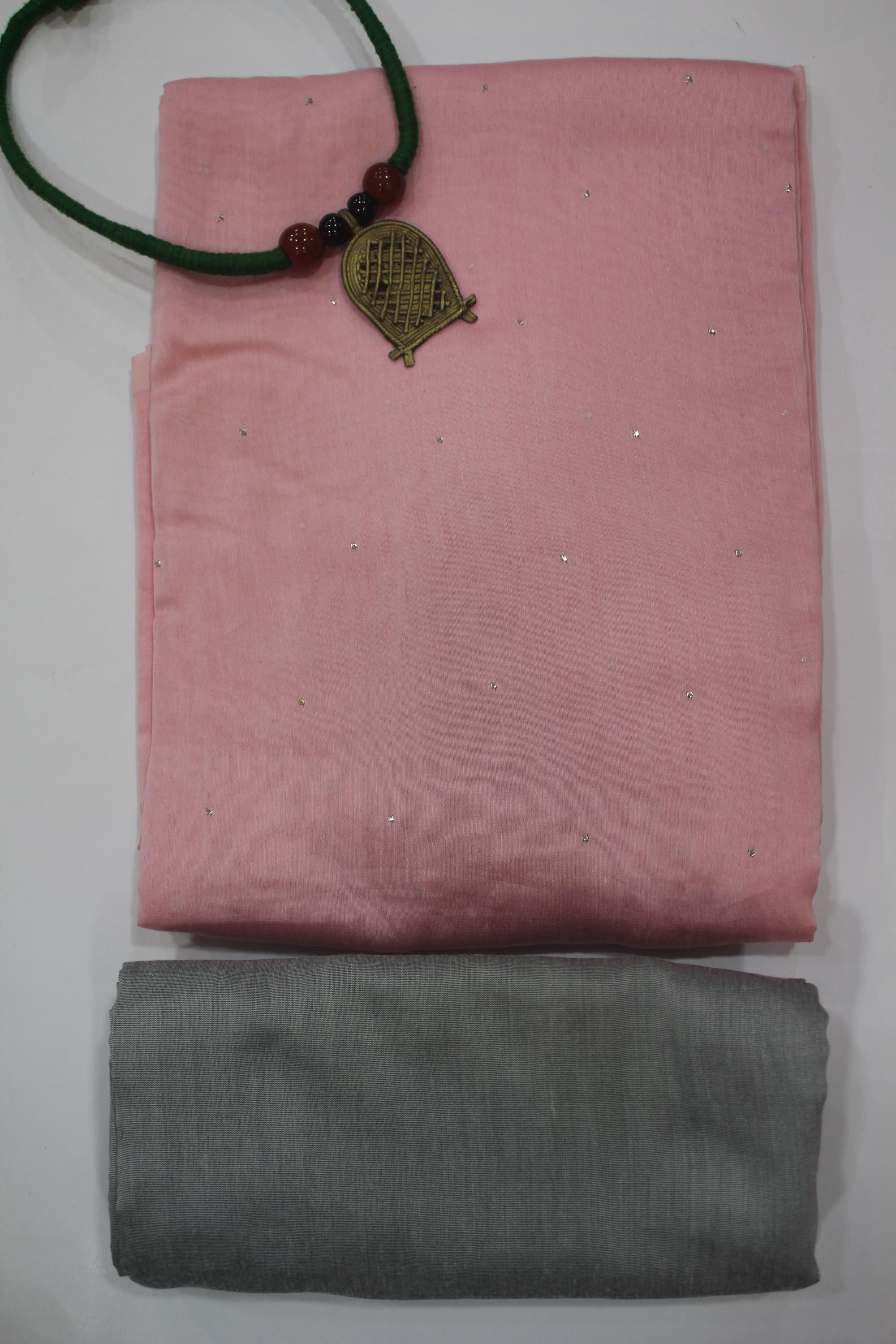 Chanderi Silk 3 Piece Unstitched Set -138