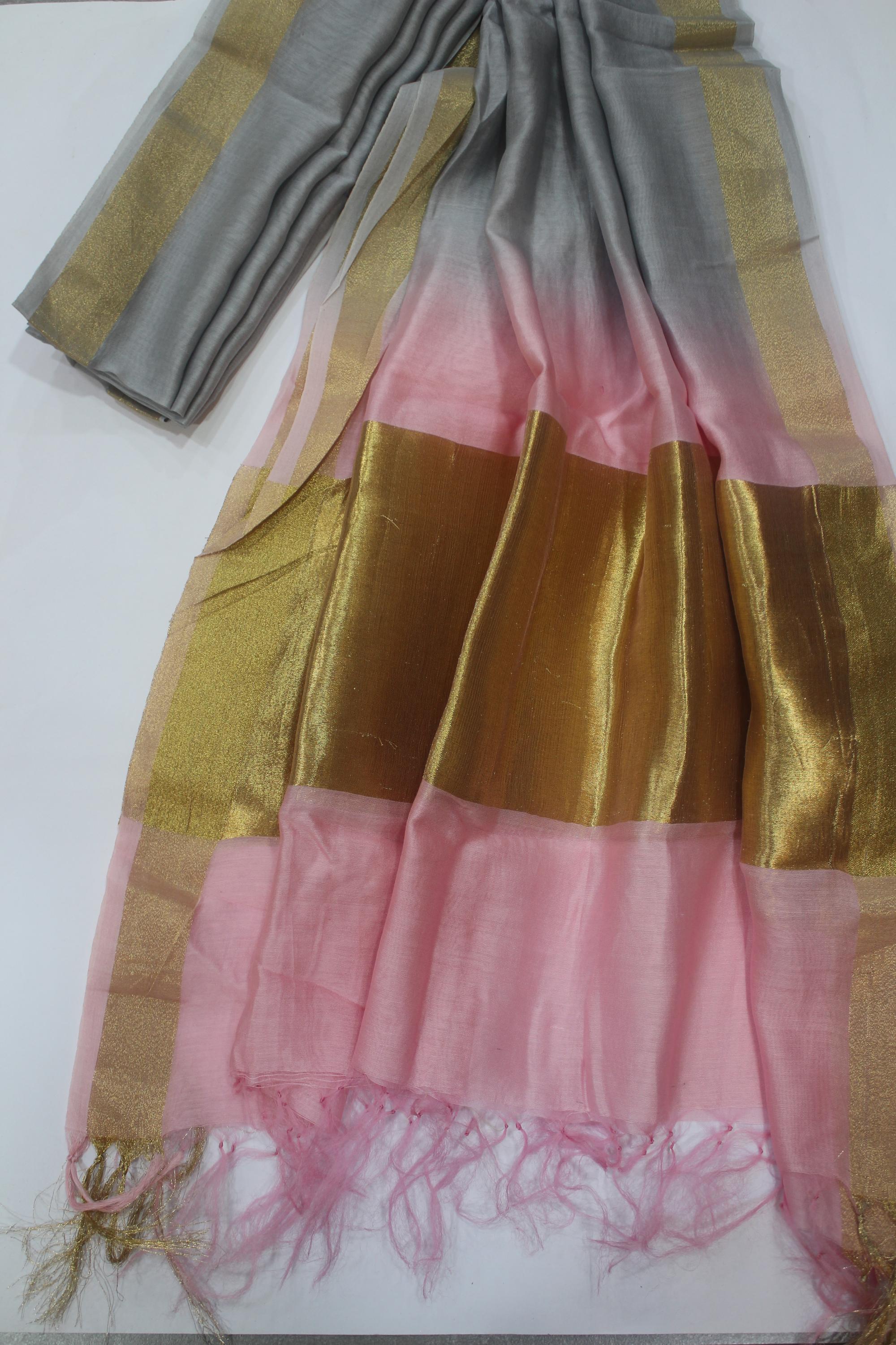 Chanderi Silk 3 Piece Unstitched Set -138