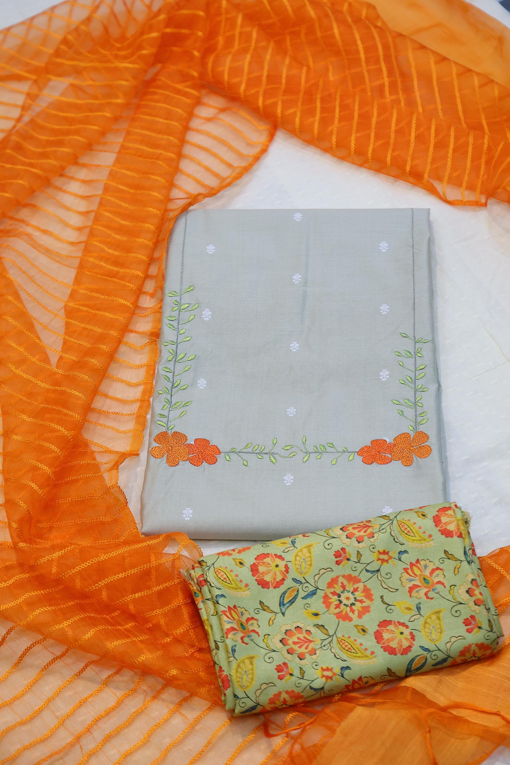Cotton Silk 3 Piece Unstitched Set -12