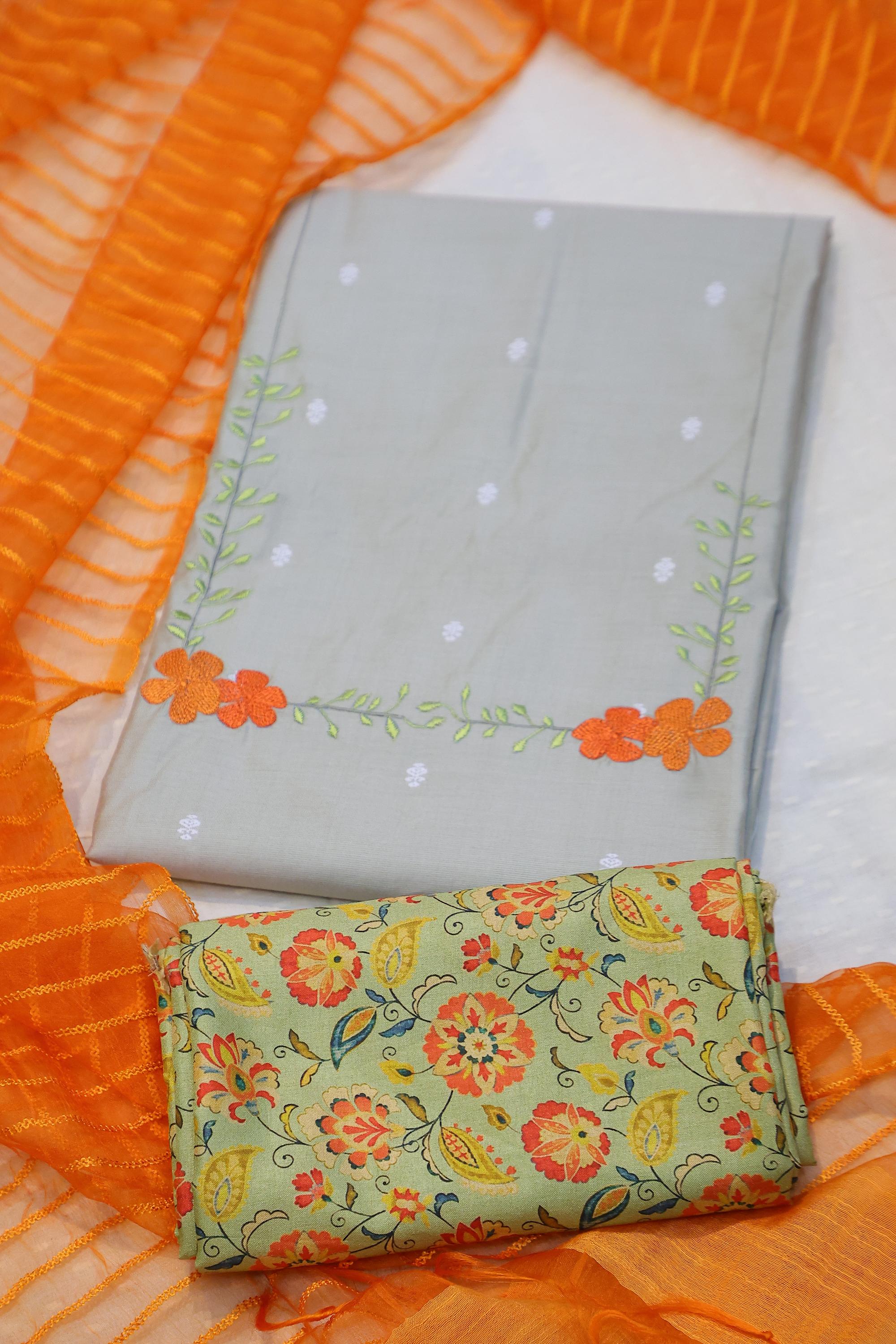 Cotton Silk 3 Piece Unstitched Set -12