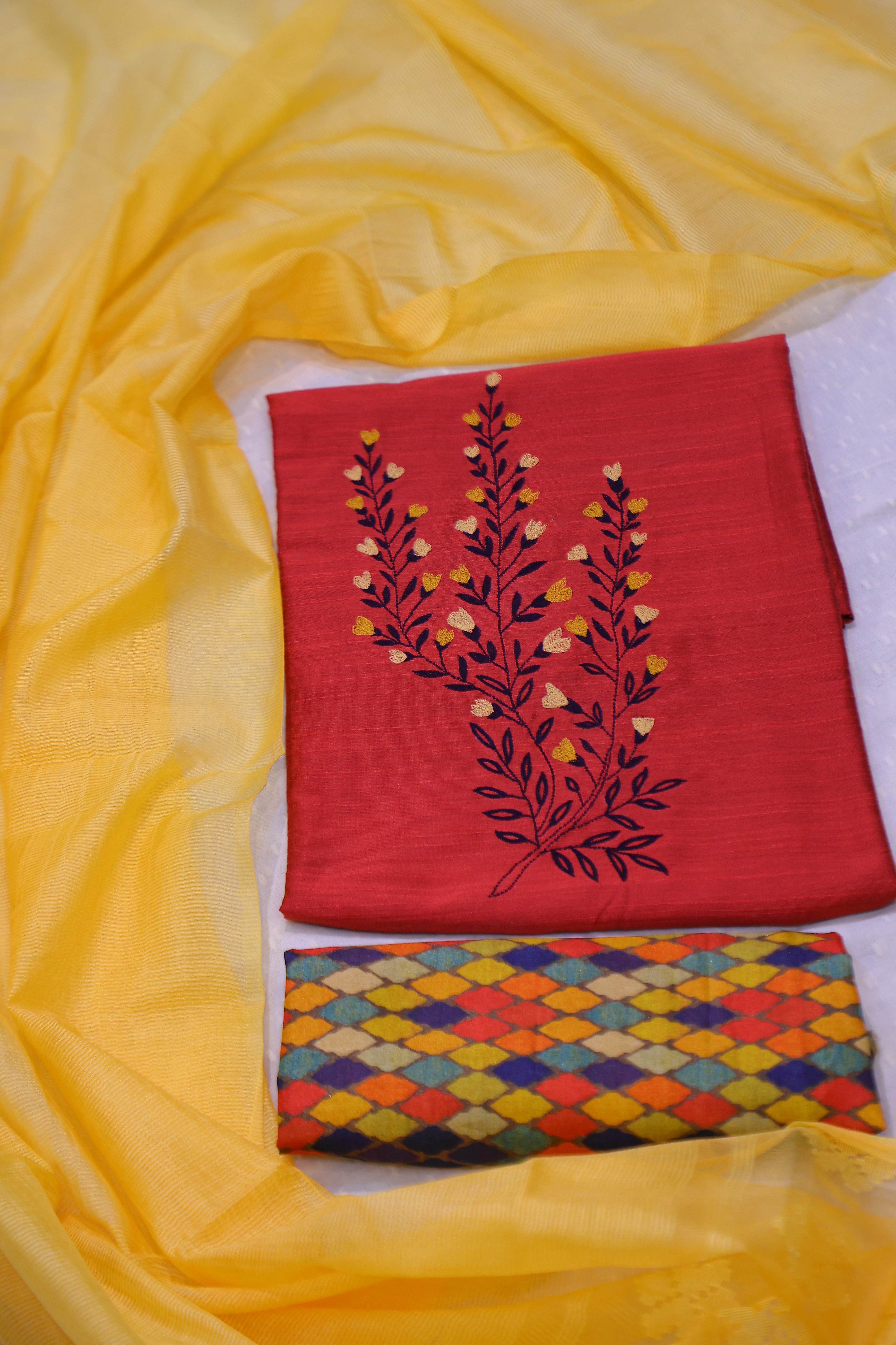 Cotton Silk 3 Piece Unstitched Set -20