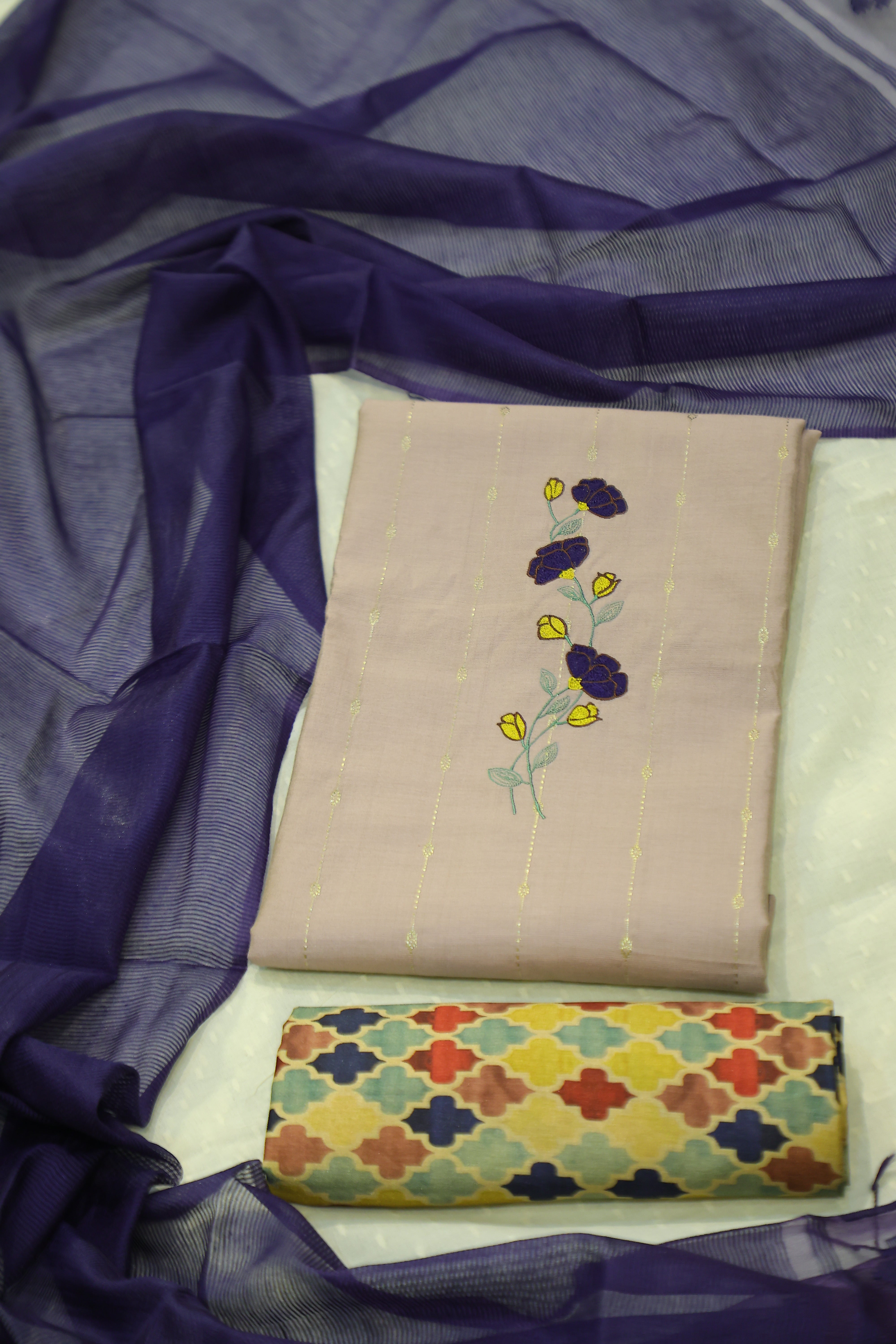Cotton Silk 3 Piece Unstitched Set -22