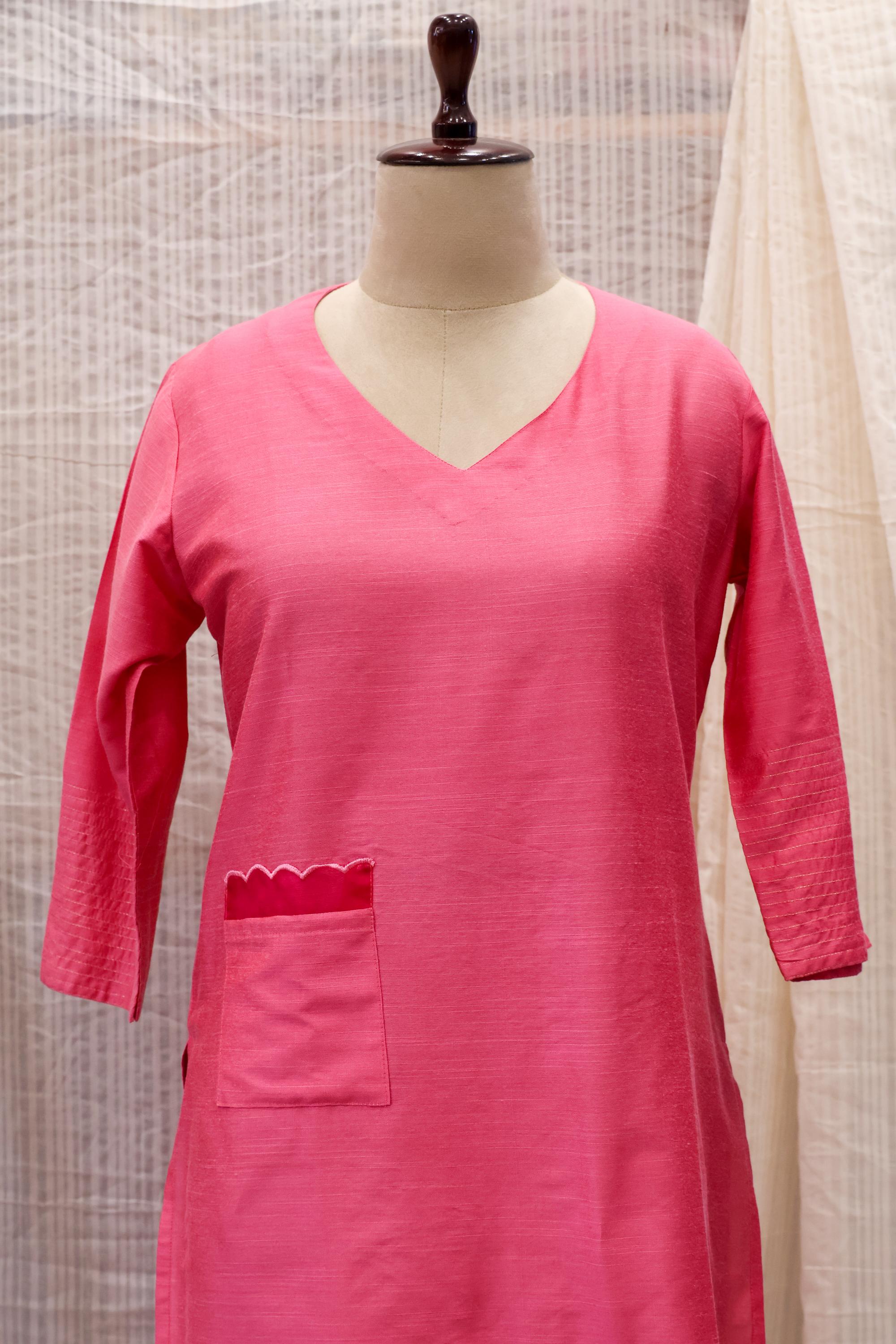 Cotton Silk Ready-to-Wear Kurta - Elegant Ethnic Design RMK-145