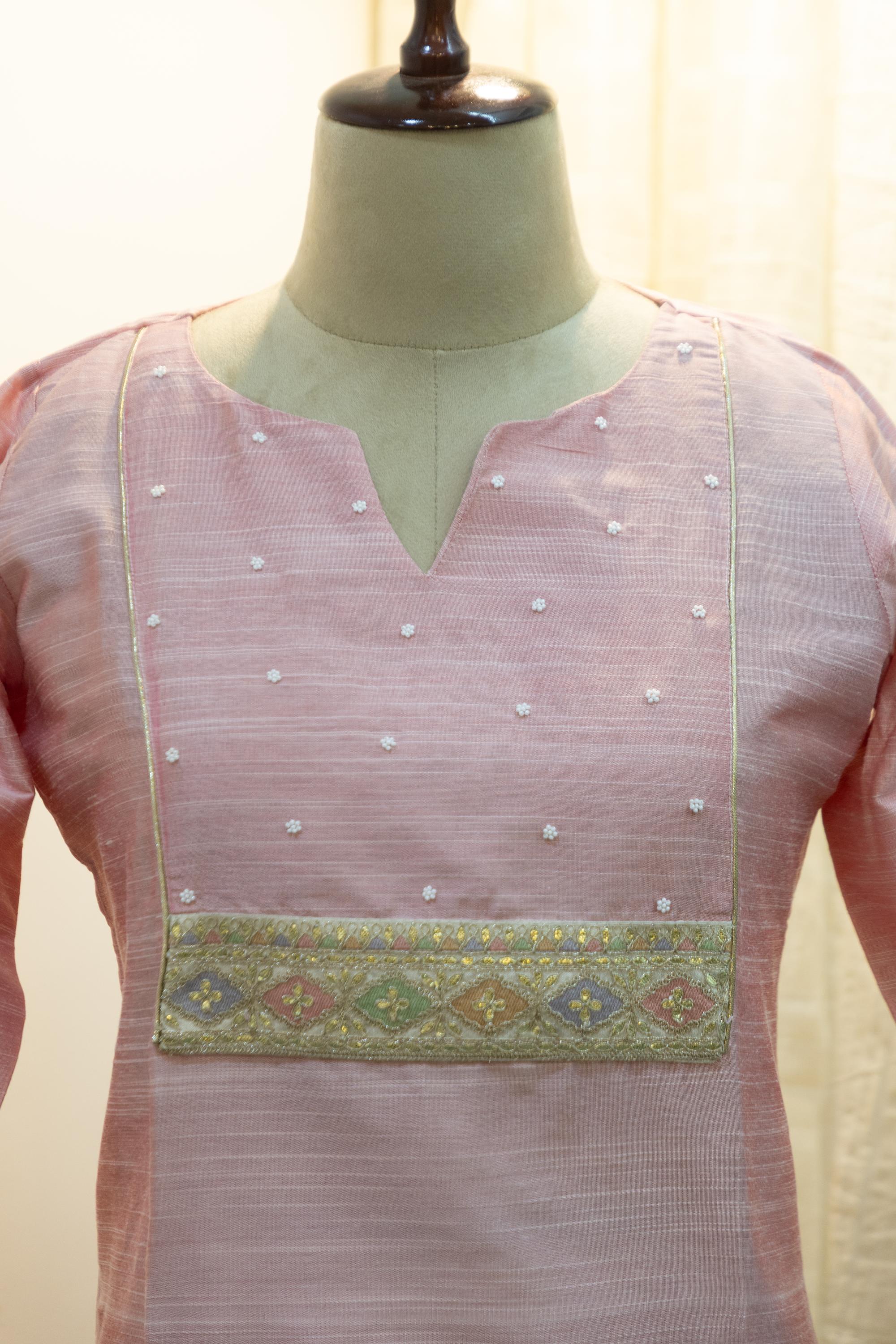 Cotton Silk Ready-to-Wear Kurta - Elegant Ethnic Design GAN-003