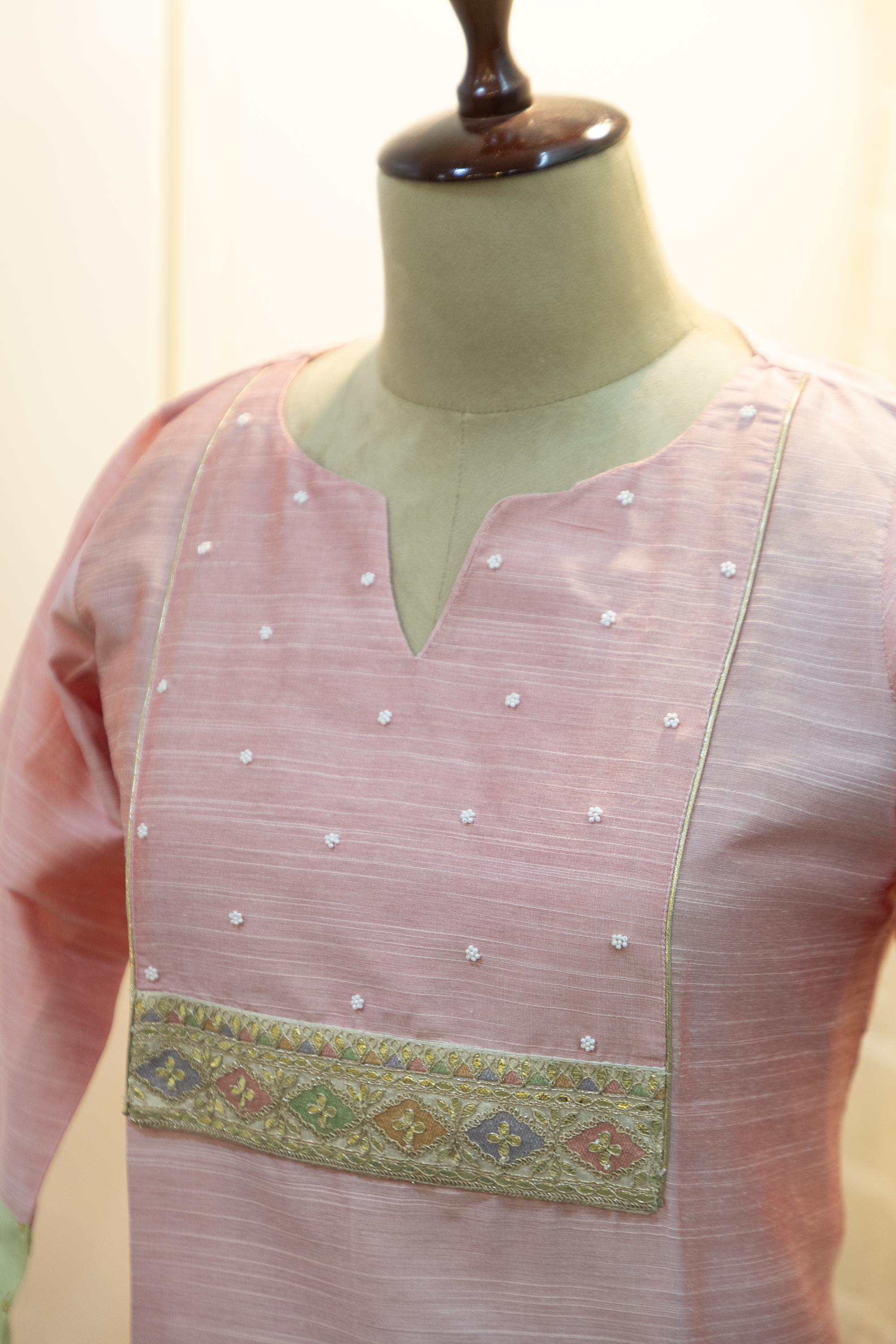 Cotton Silk Ready-to-Wear Kurta - Elegant Ethnic Design GAN-003