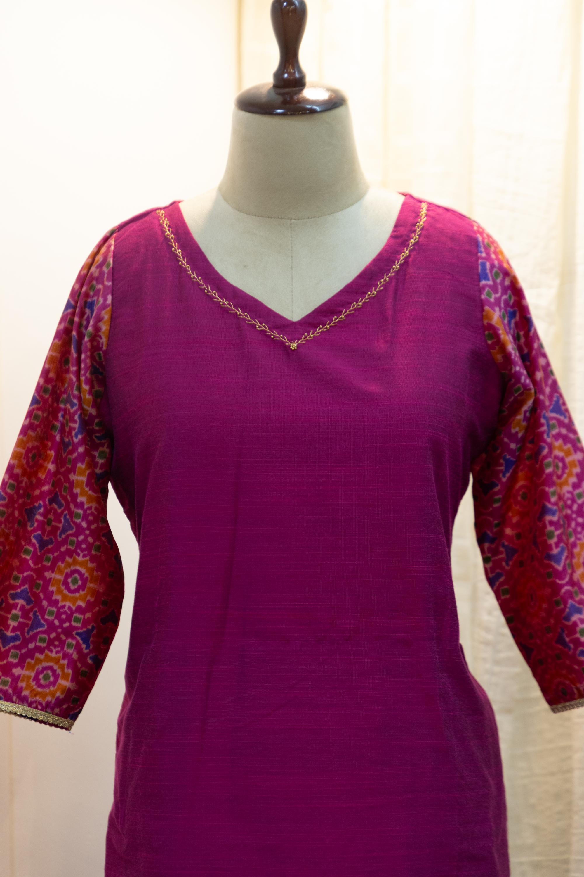 Cotton Silk Ready-to-Wear Kurta - Elegant Ethnic Design GAN-007