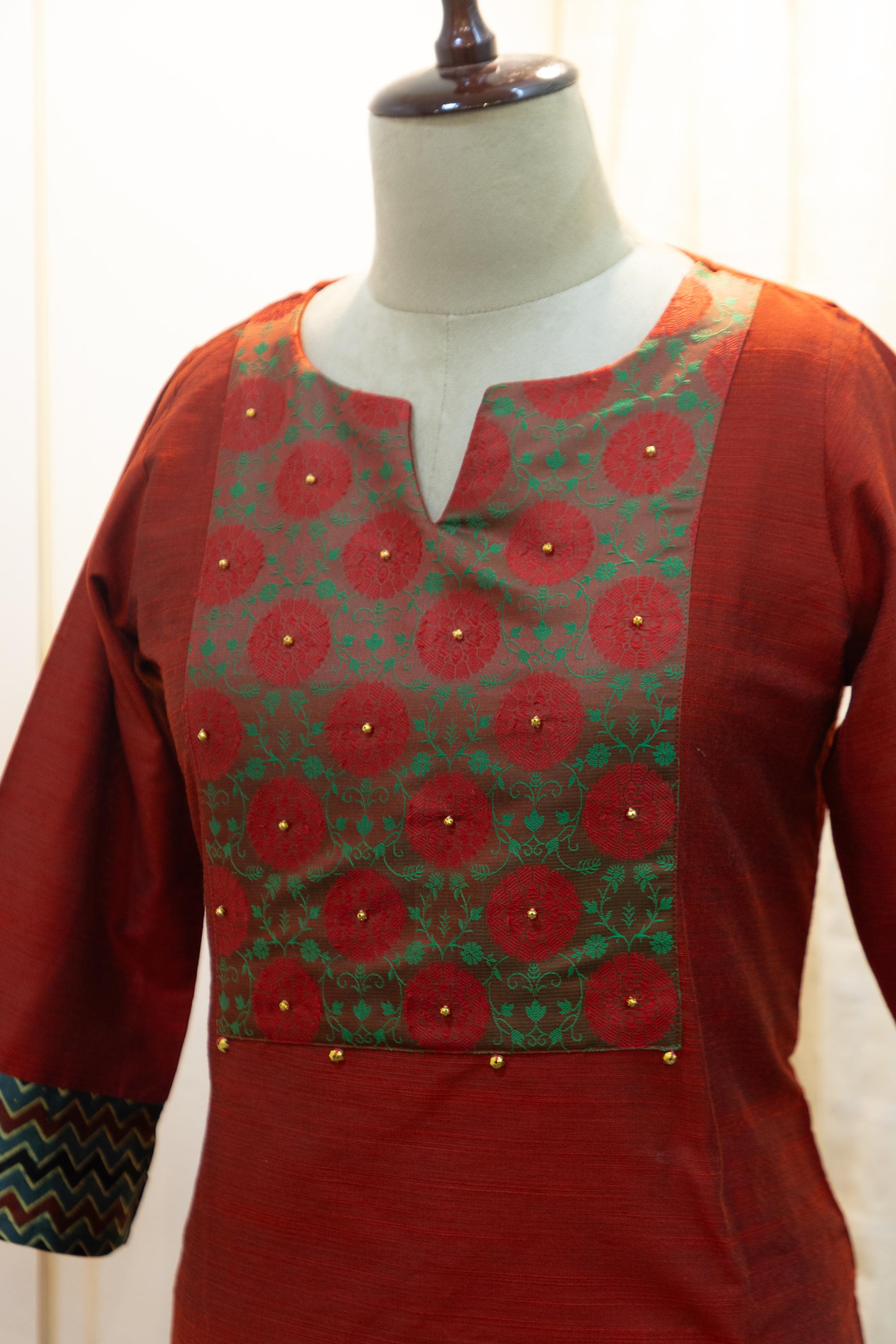 Cotton Silk Ready-to-Wear Kurta - Elegant Ethnic Design GAN-002