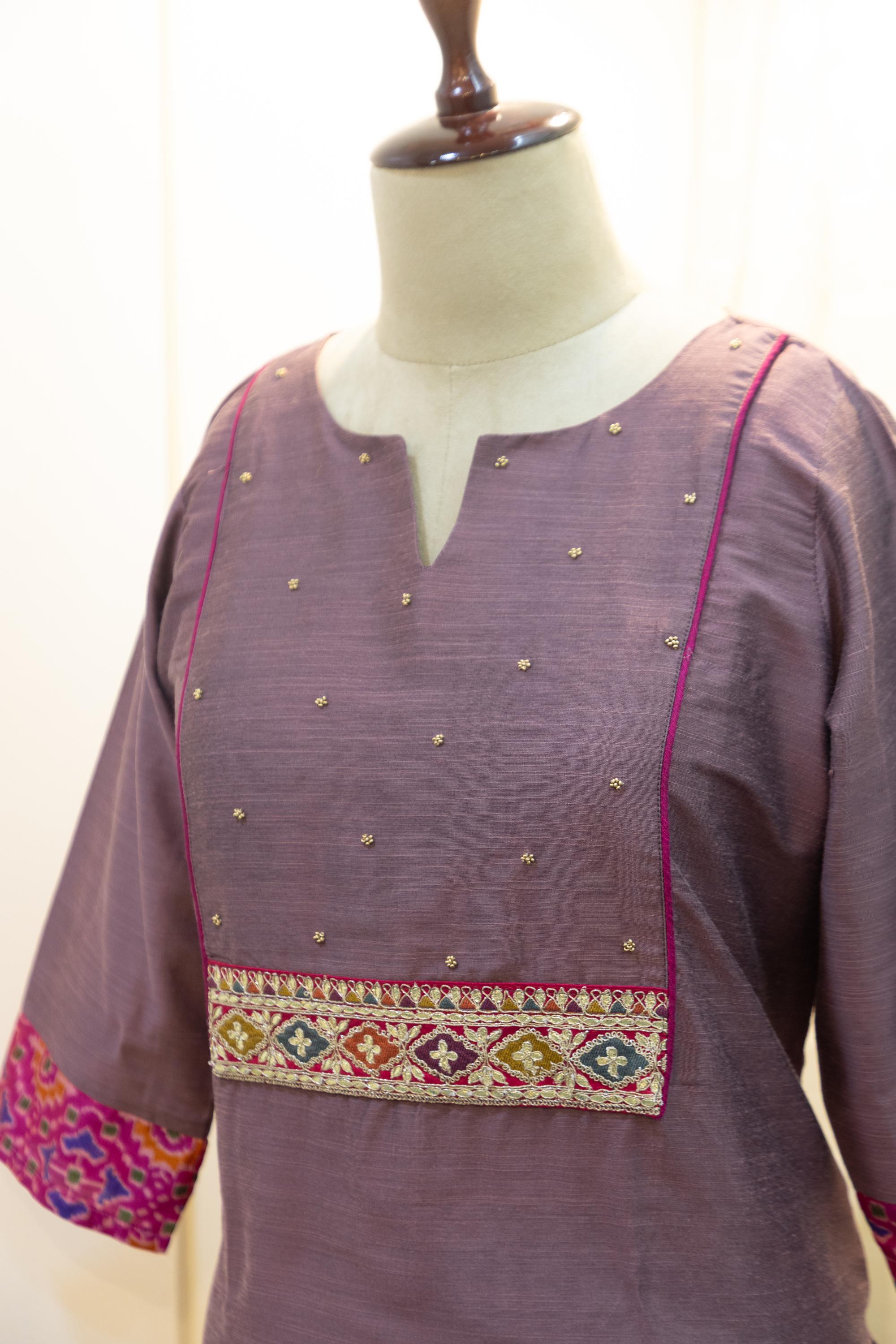 Cotton Silk Ready-to-Wear Kurta - Elegant Ethnic Design GAN-004