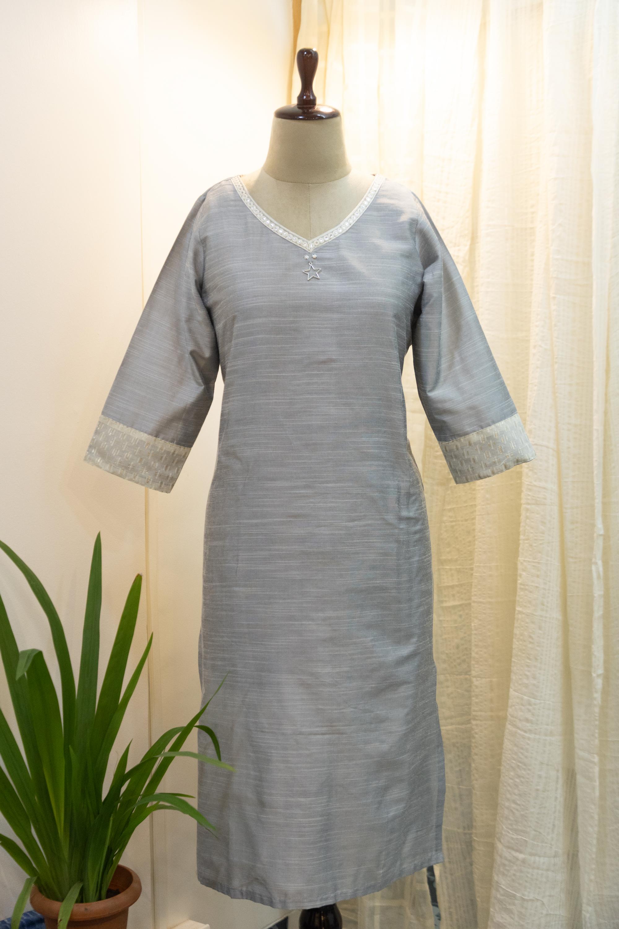 Cotton Silk Ready-to-Wear Kurta - Elegant Ethnic Design GAN-009