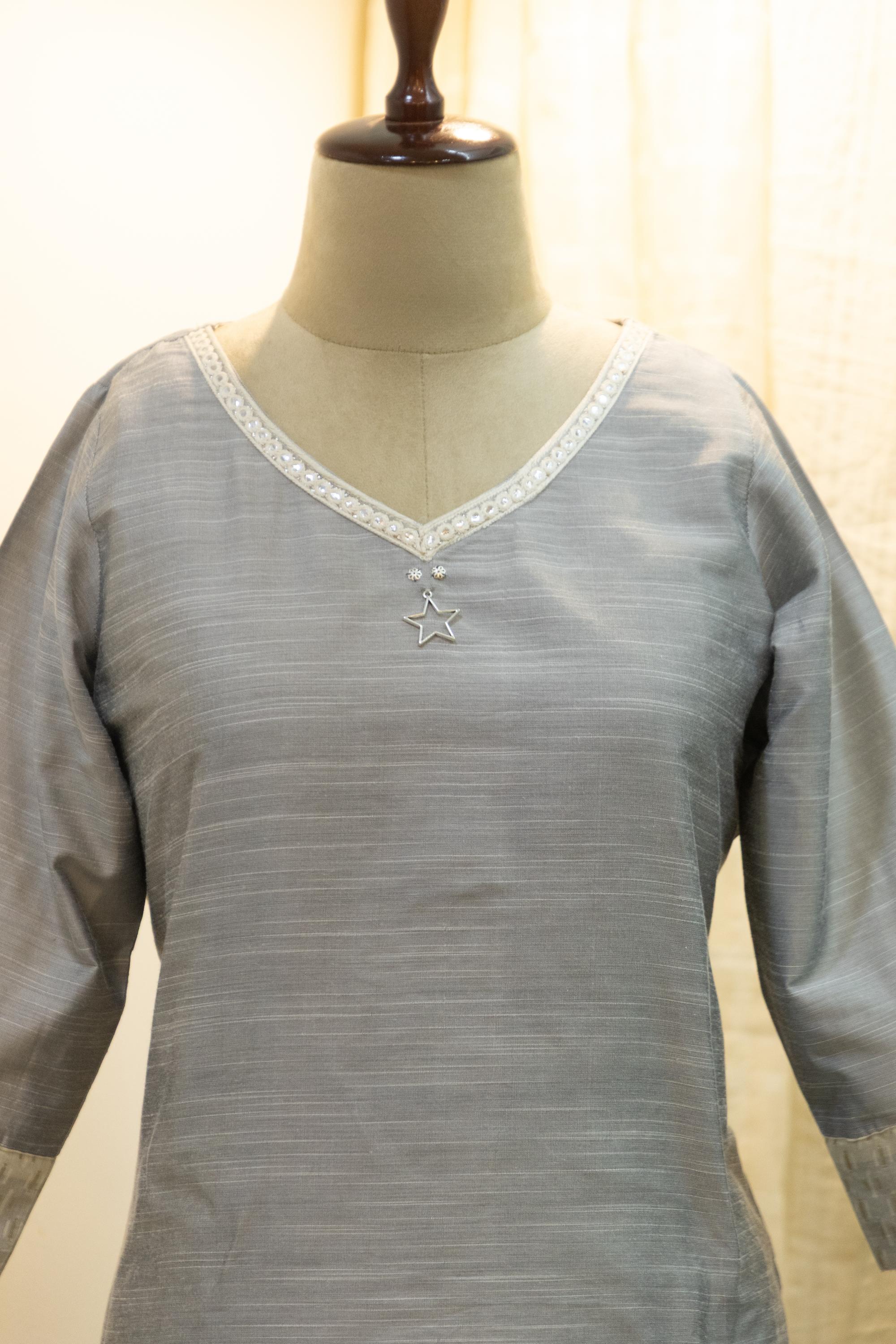 Cotton Silk Ready-to-Wear Kurta - Elegant Ethnic Design GAN-009