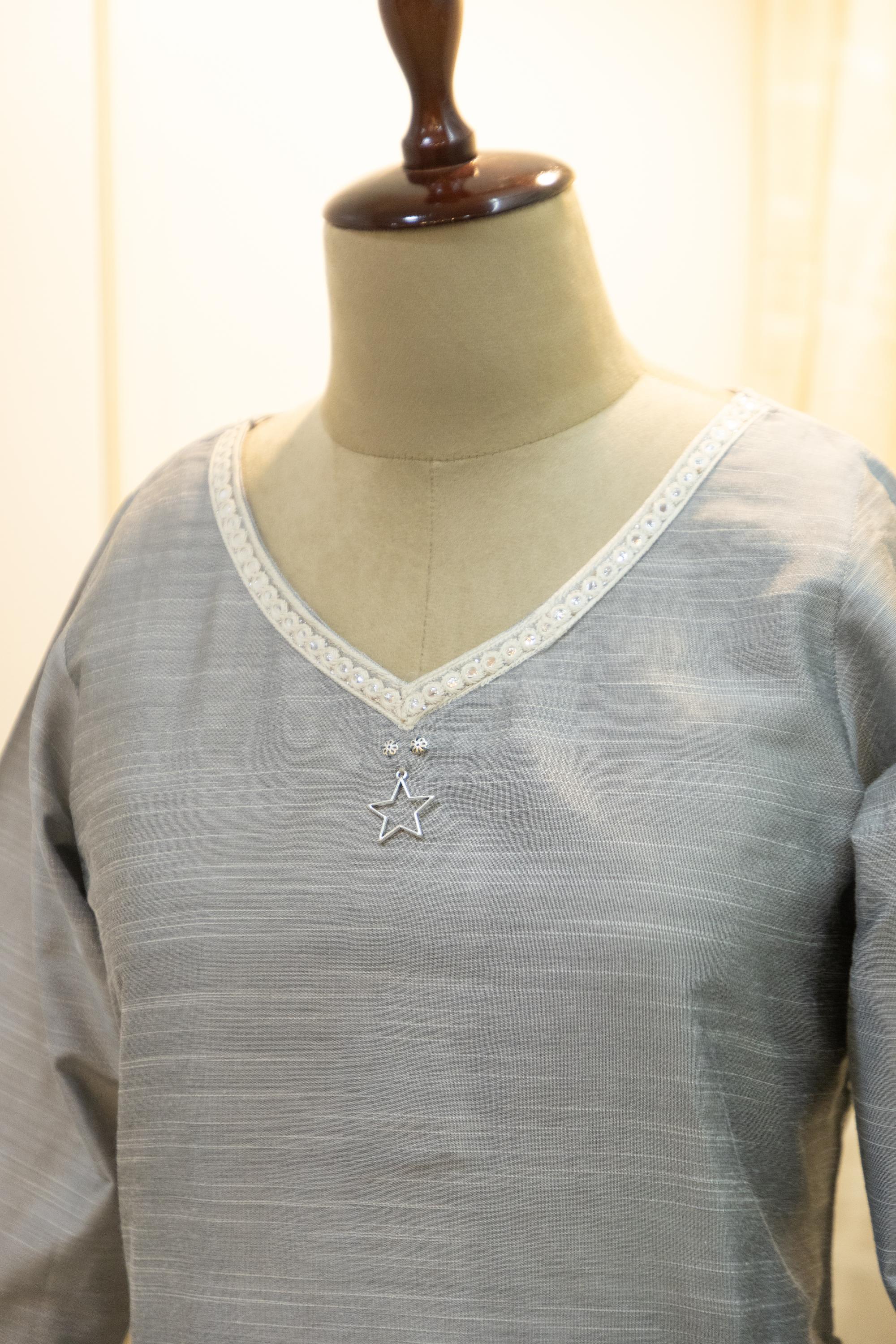 Cotton Silk Ready-to-Wear Kurta - Elegant Ethnic Design GAN-009