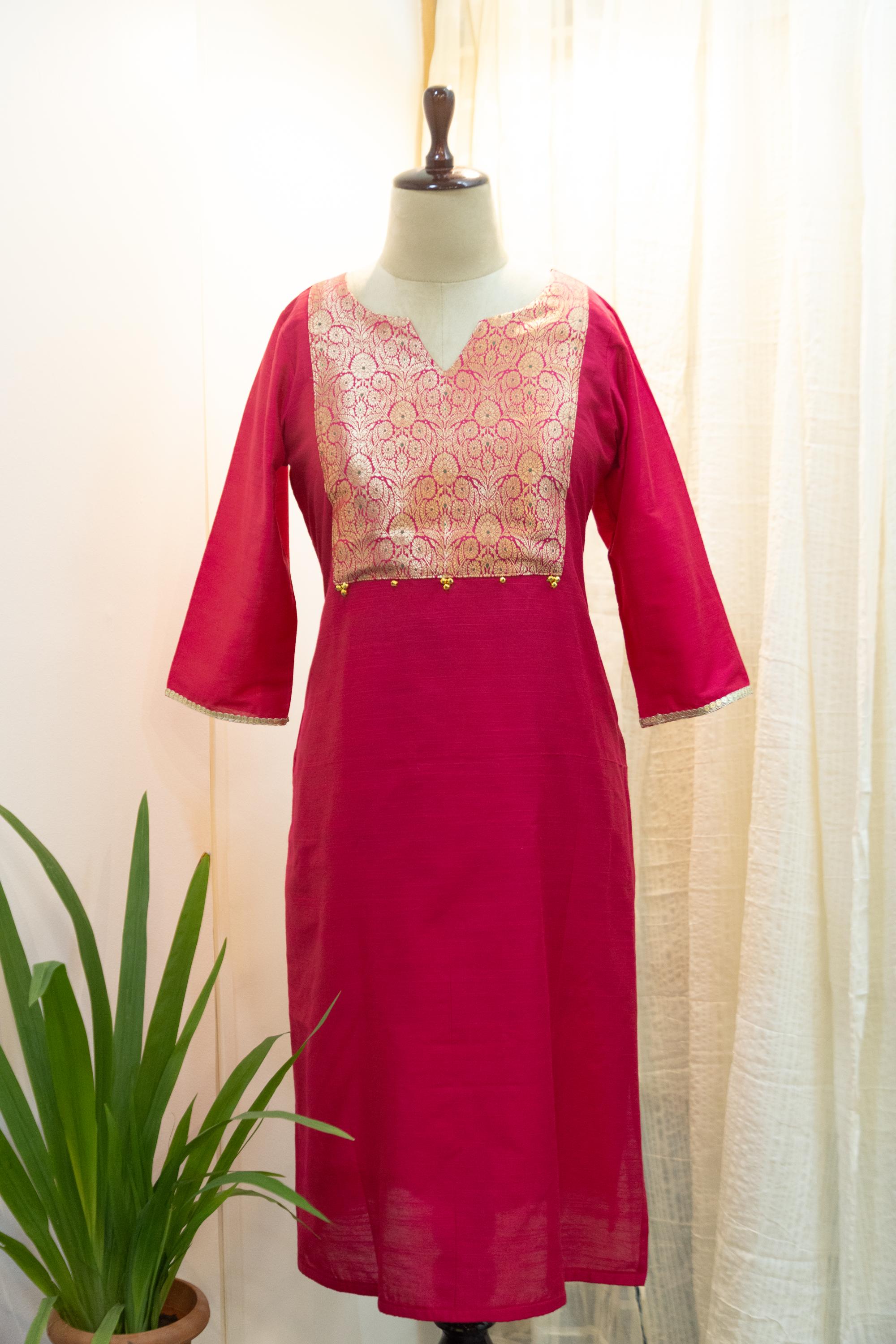 Cotton Silk Ready-to-Wear Kurta - Elegant Ethnic Design GAN-017