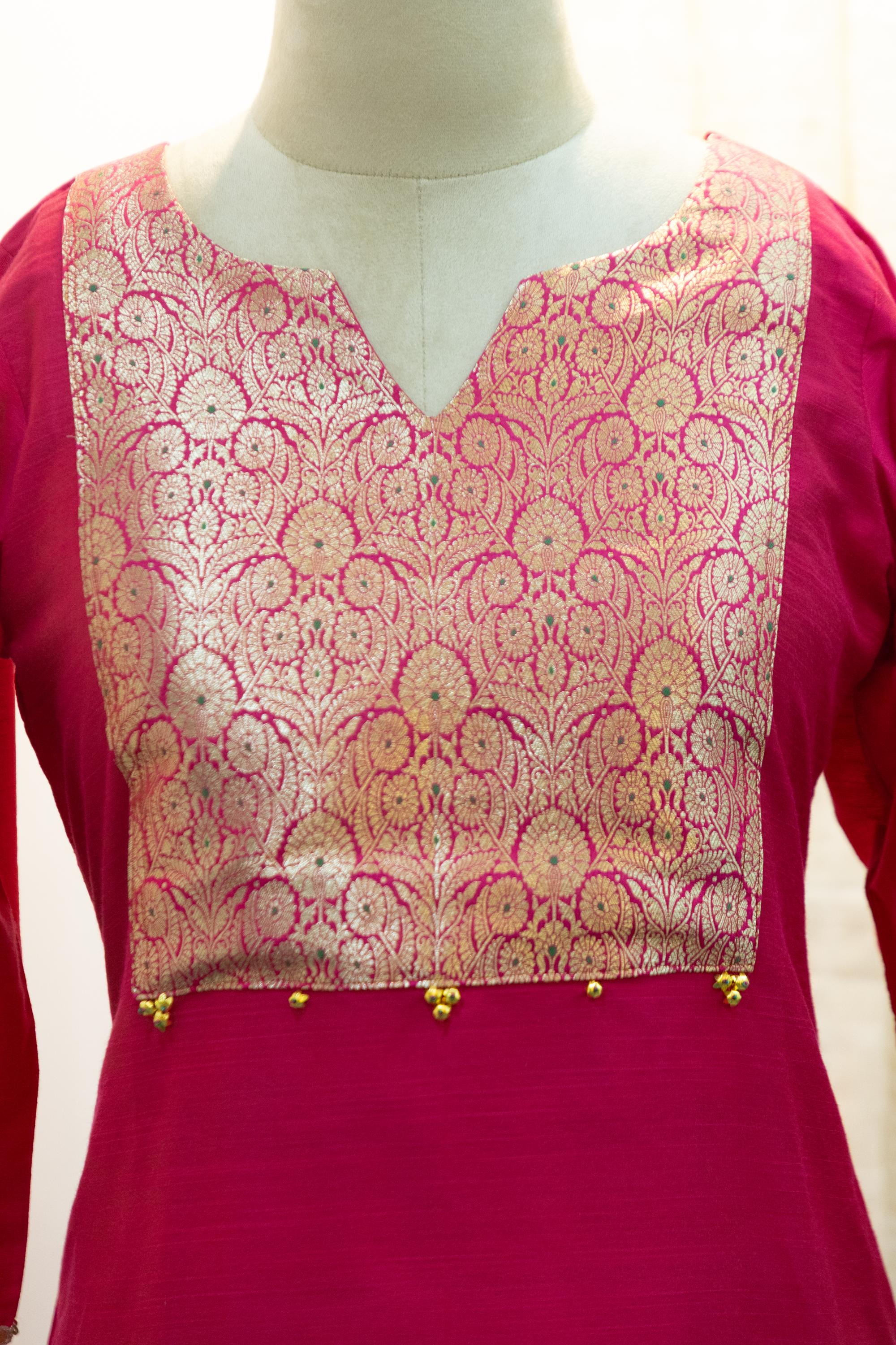 Cotton Silk Ready-to-Wear Kurta - Elegant Ethnic Design GAN-017