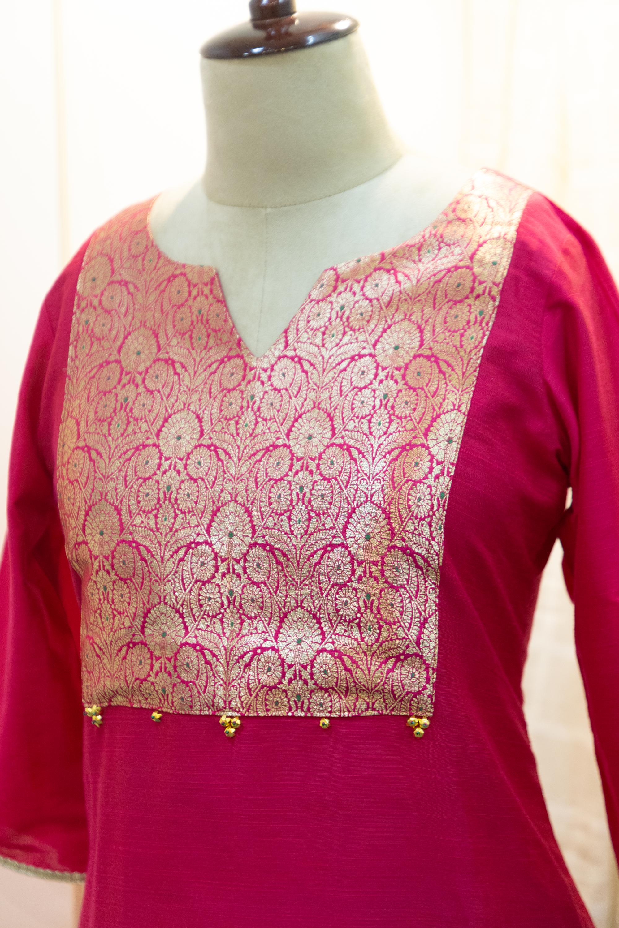 Cotton Silk Ready-to-Wear Kurta - Elegant Ethnic Design GAN-017