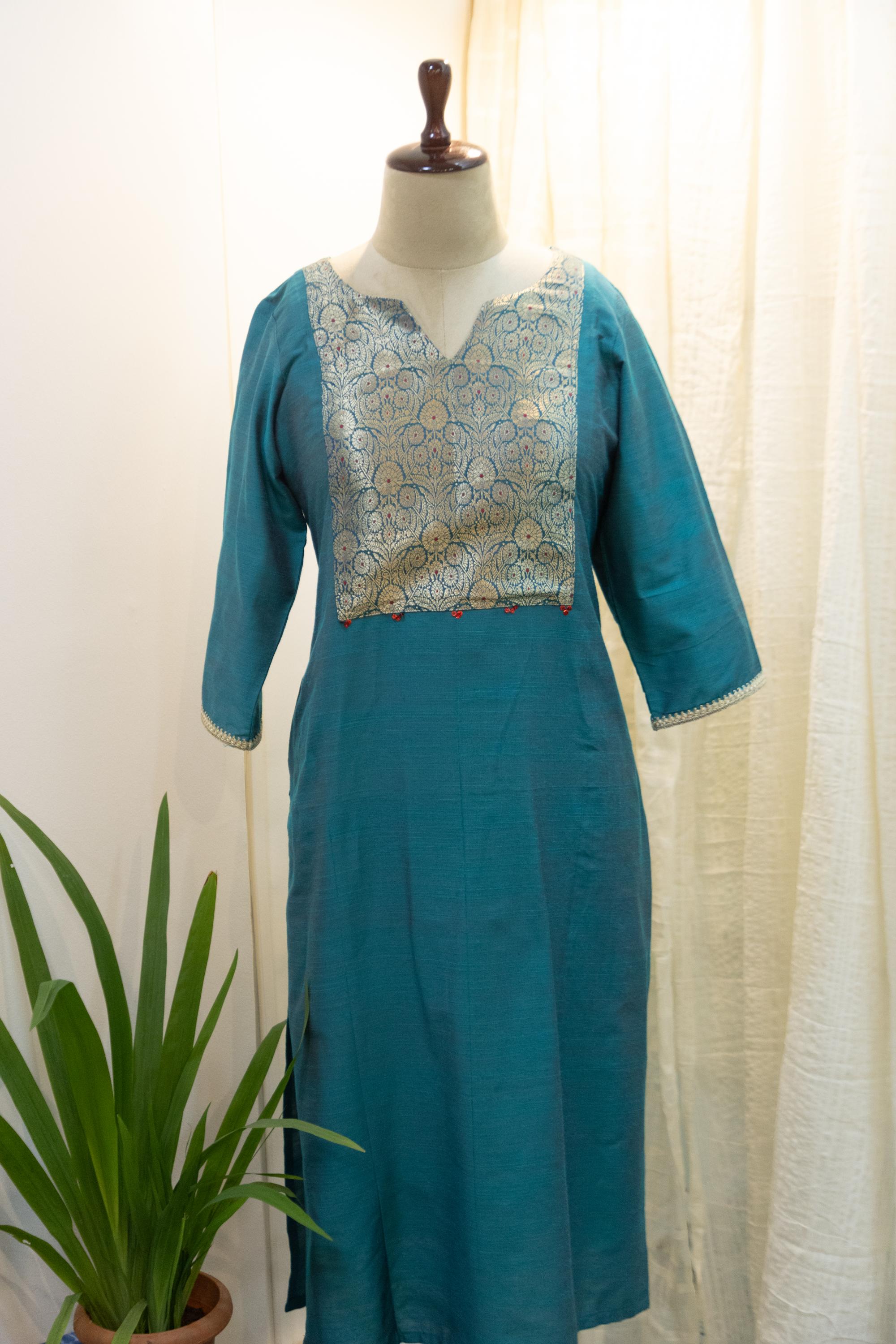Cotton Silk Ready-to-Wear Kurta - Elegant Ethnic Design GAN-016
