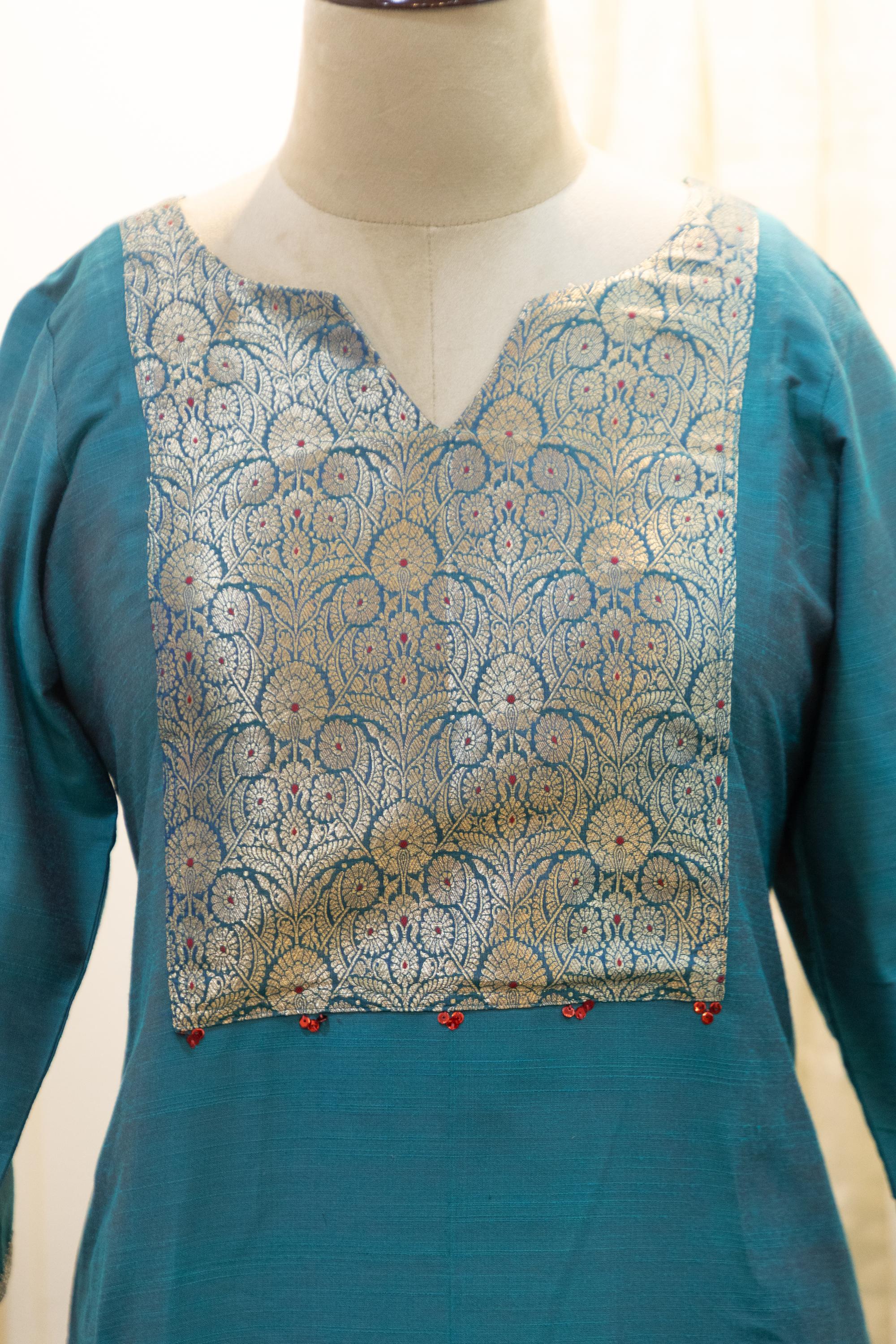 Cotton Silk Ready-to-Wear Kurta - Elegant Ethnic Design GAN-016