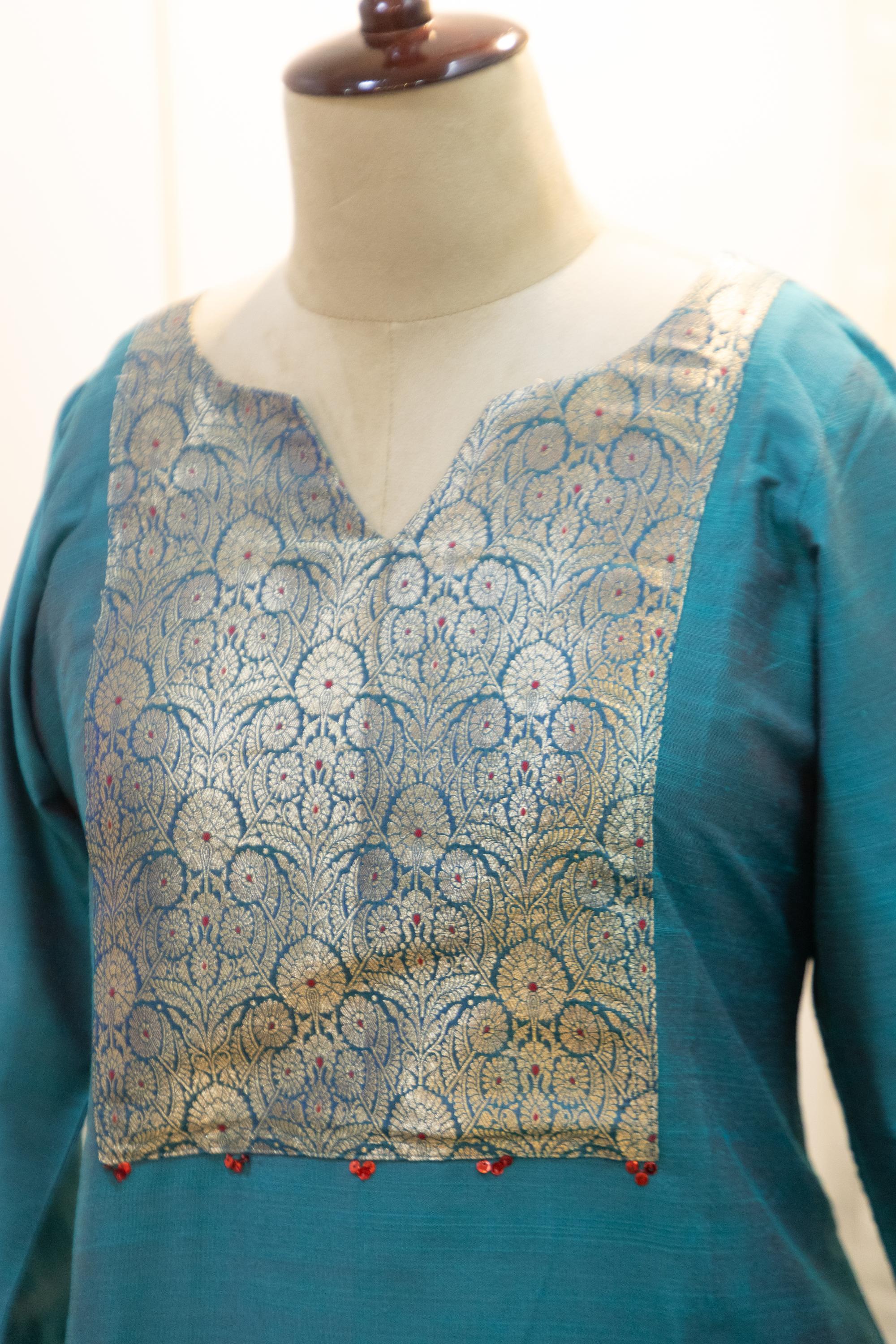 Cotton Silk Ready-to-Wear Kurta - Elegant Ethnic Design GAN-016