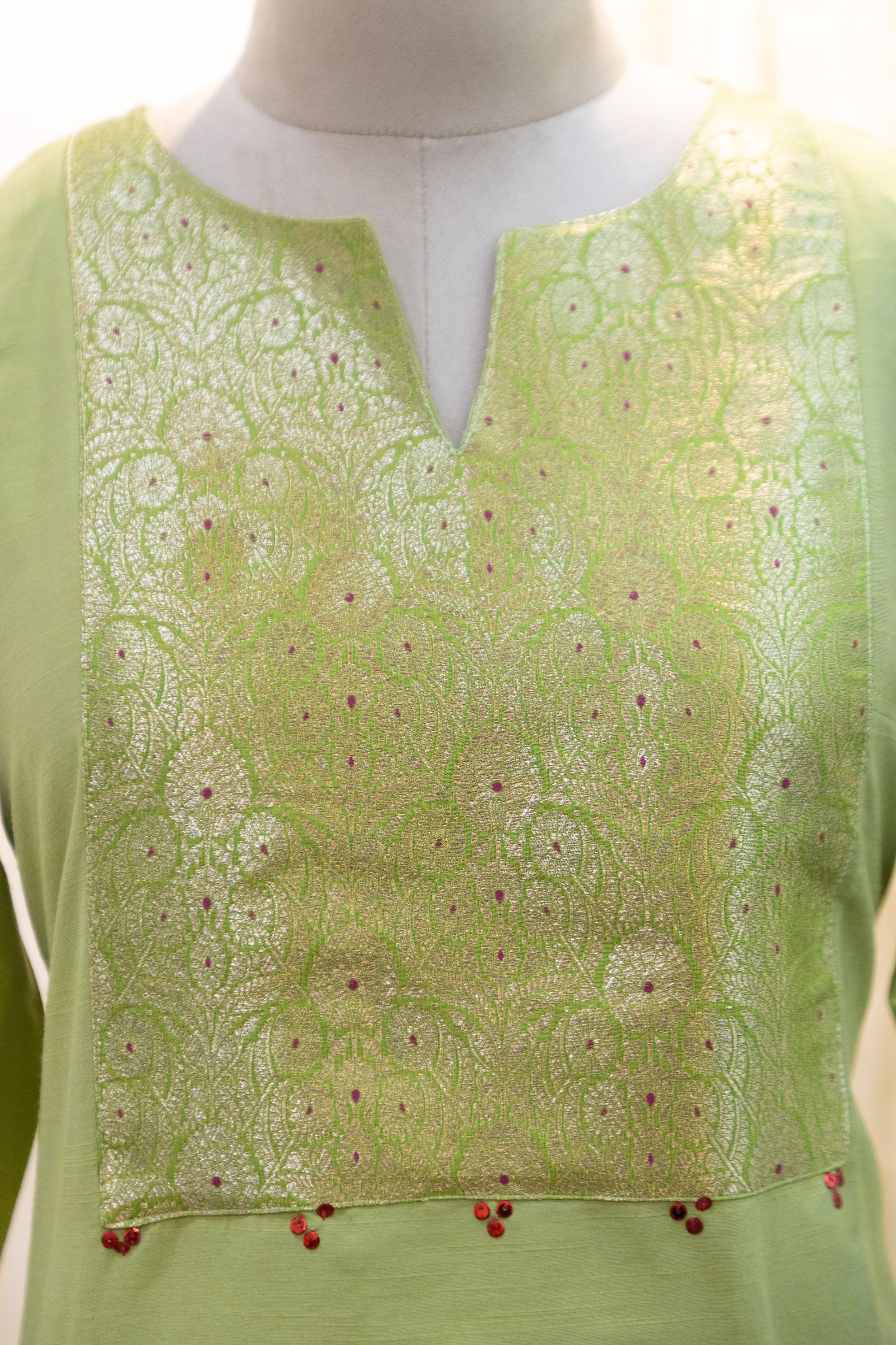 Cotton Silk Ready-to-Wear Kurta - Elegant Ethnic Design GAN-014