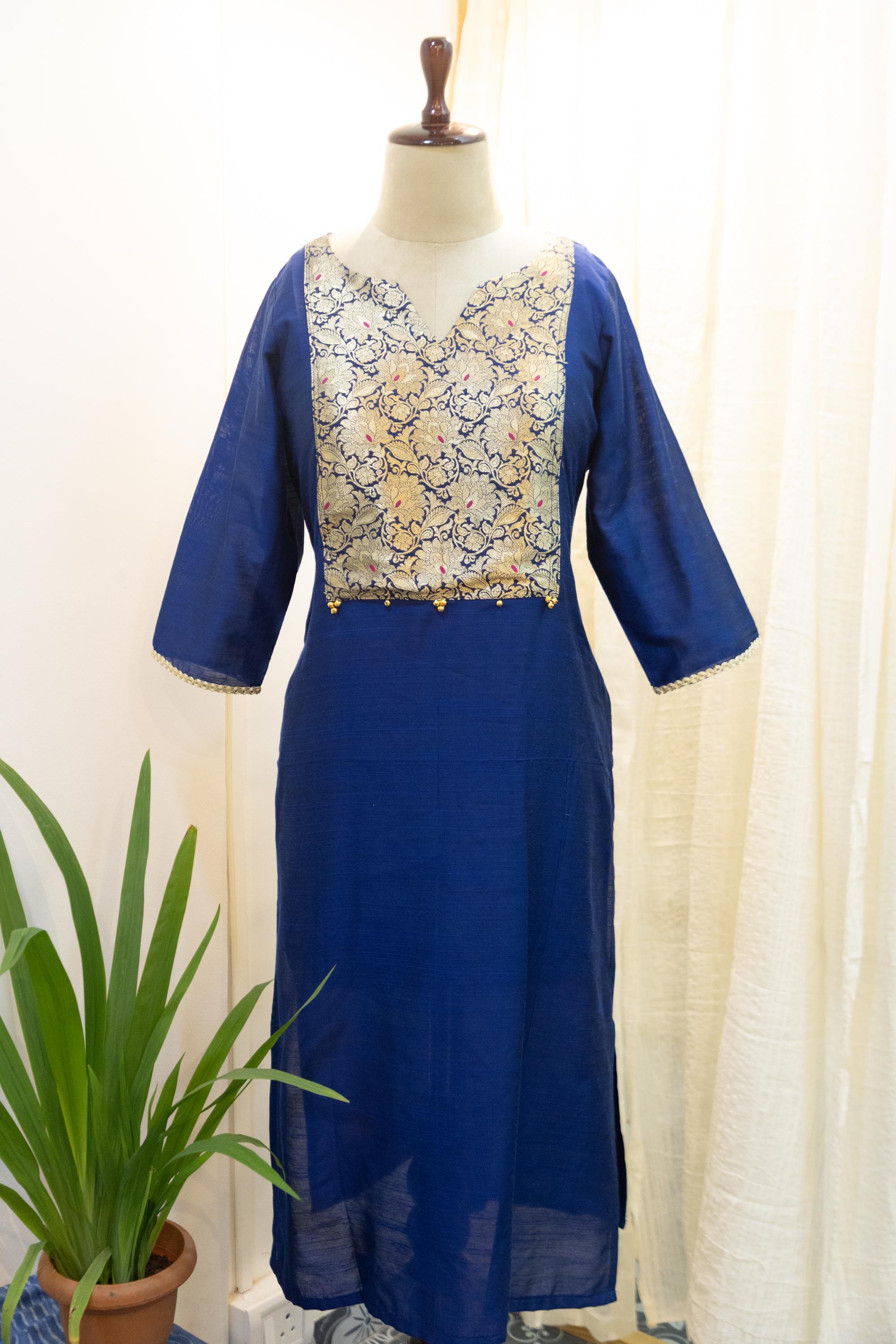 Cotton Silk Ready-to-Wear Kurta - Elegant Ethnic Design GAN-015