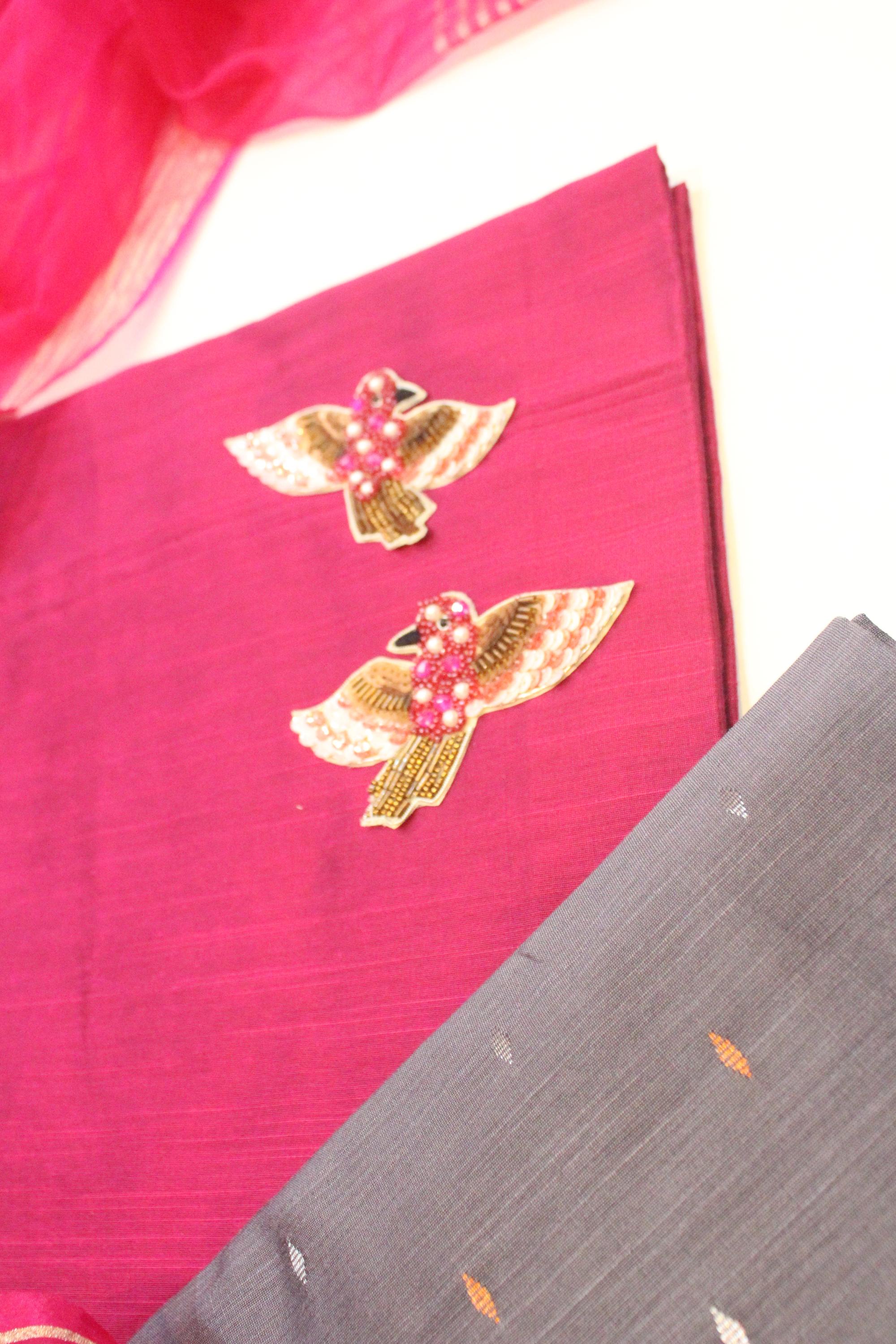 Slub Silk With Net Dupatta Set-14
