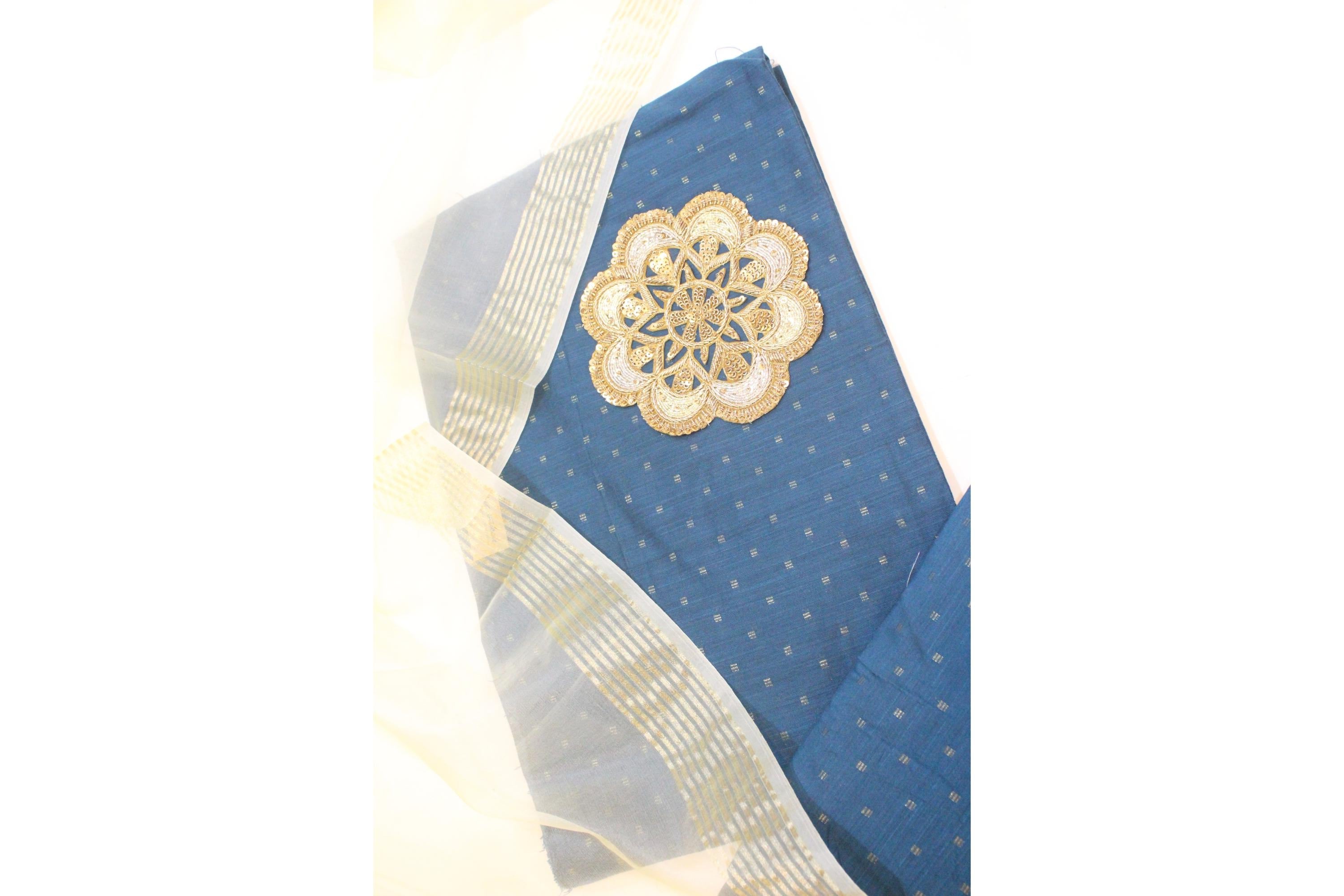 Slub Silk With Net Dupatta Set-17
